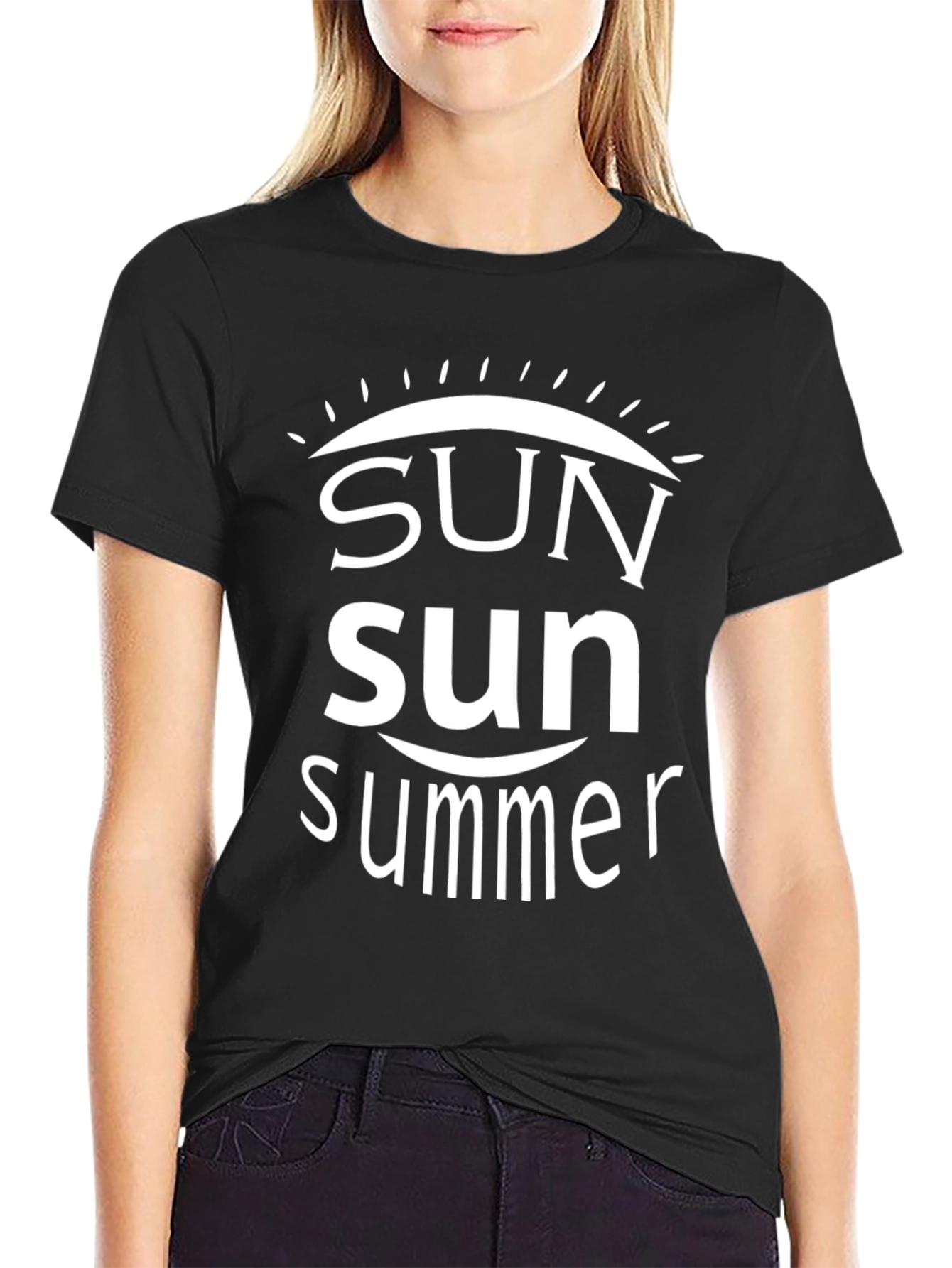 Summer Sun Graphic Tee - Black Cotton T-Shirt
