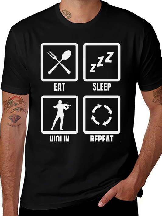 Eat Sleep Violin Repeat Black T-Shirt