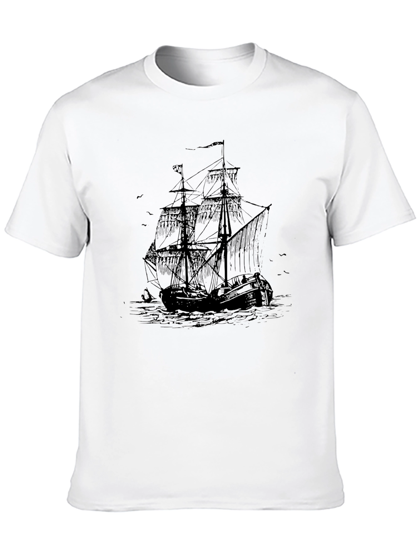 Nautical Ship Graphic Black T-Shirt