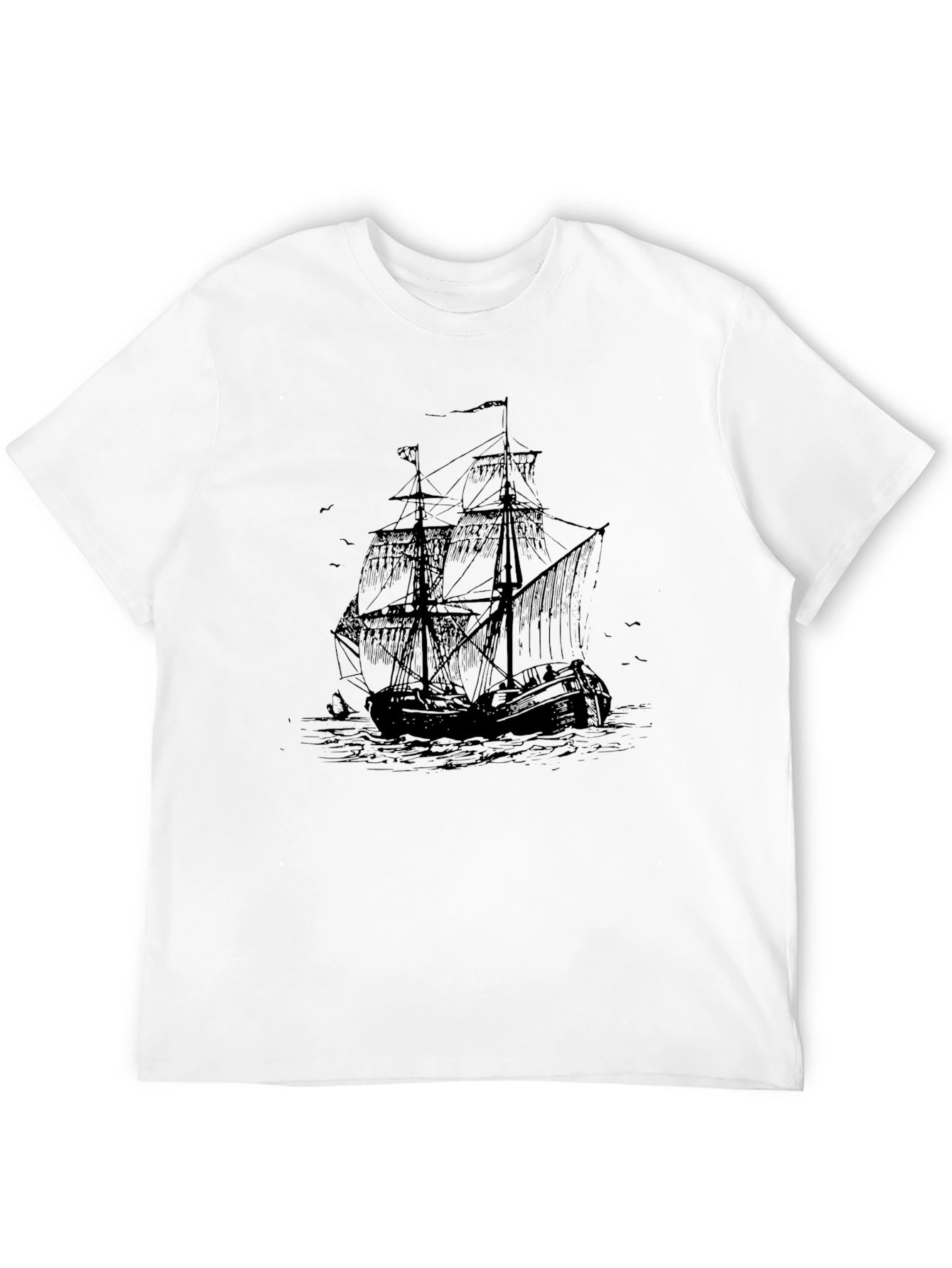 Nautical Ship Graphic Black T-Shirt