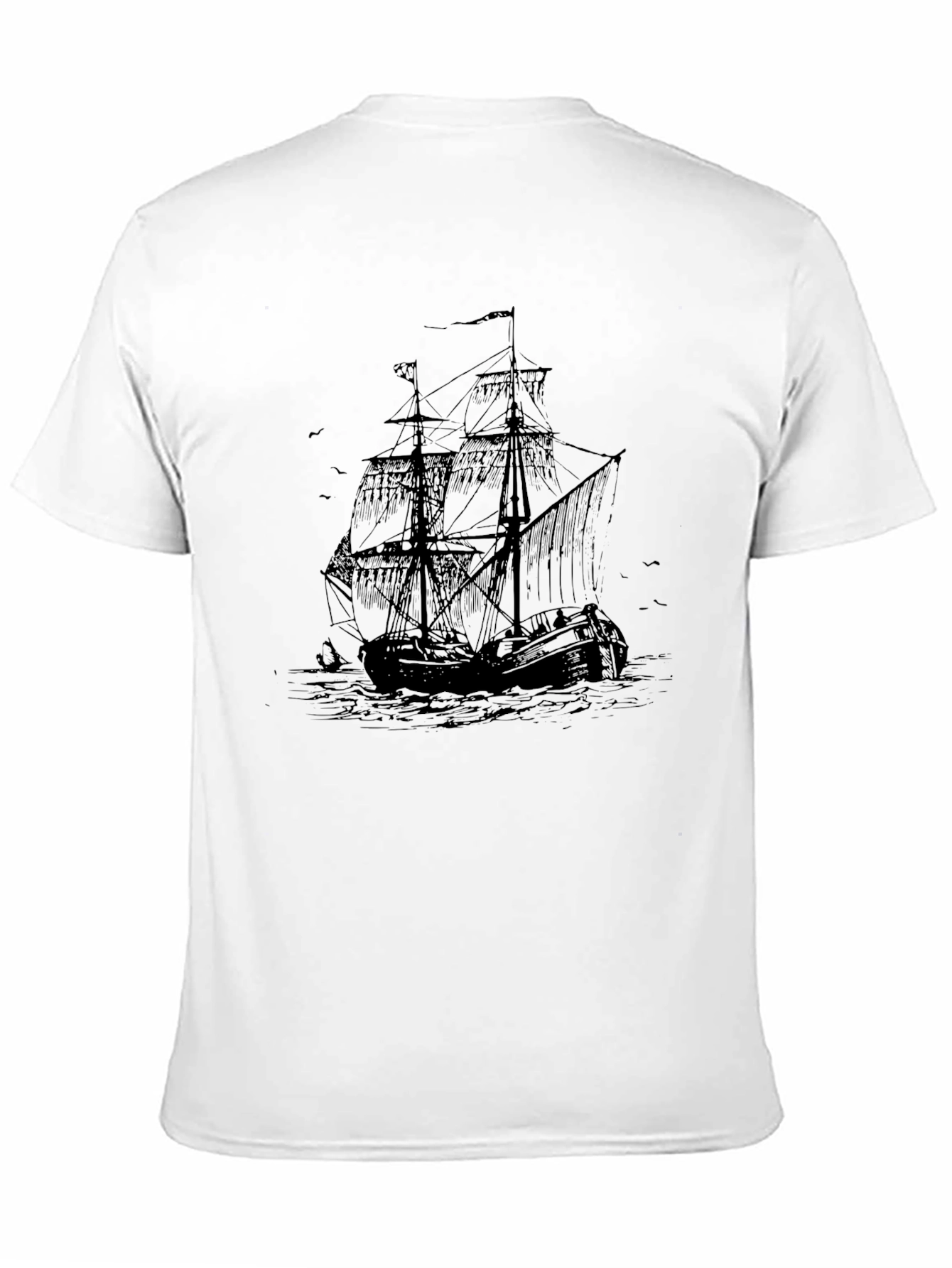 Nautical Ship Graphic Black T-Shirt