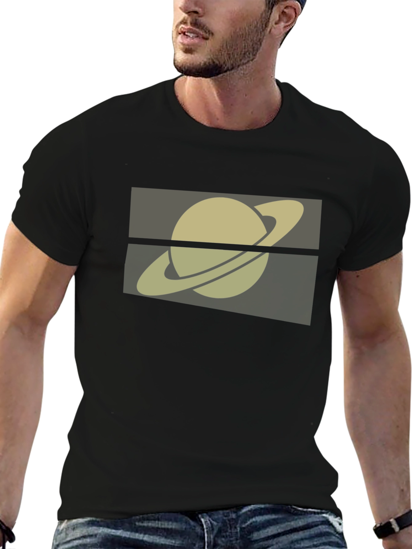 Saturn Graphic Tee - Black Casual Shirt