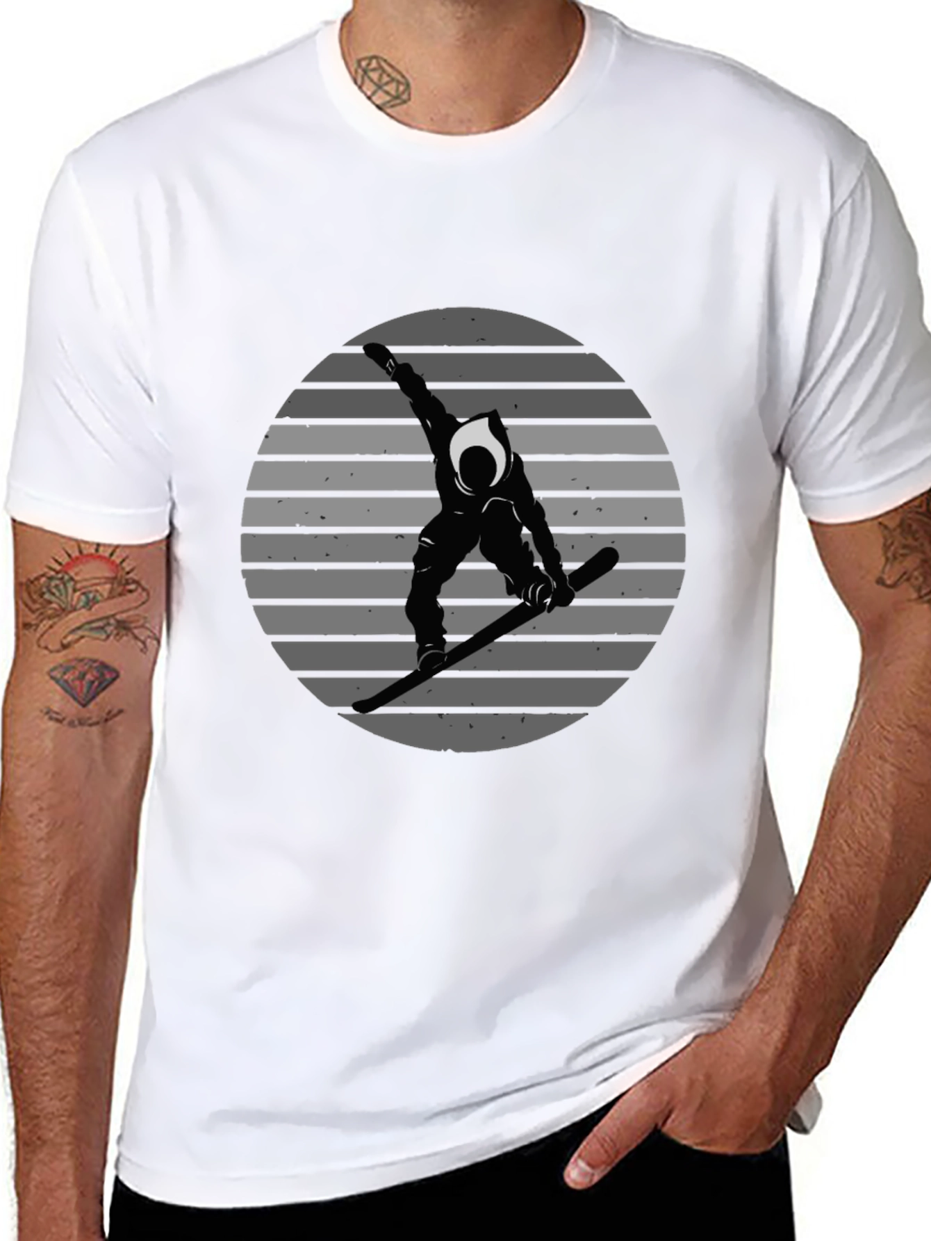 Snowboarder Graphic Tee - Black Cotton Shirt
