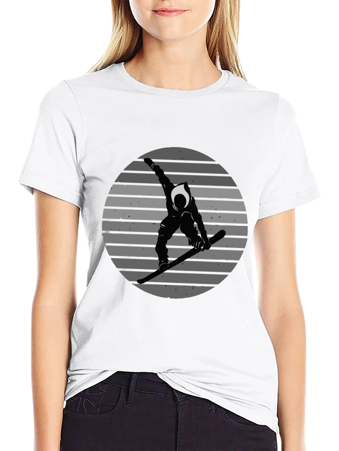 Snowboarder Graphic Tee - Black Cotton Shirt
