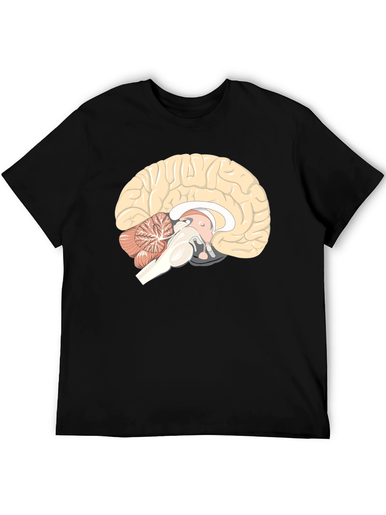 Brain Anatomy Graphic Print Black T-Shirt