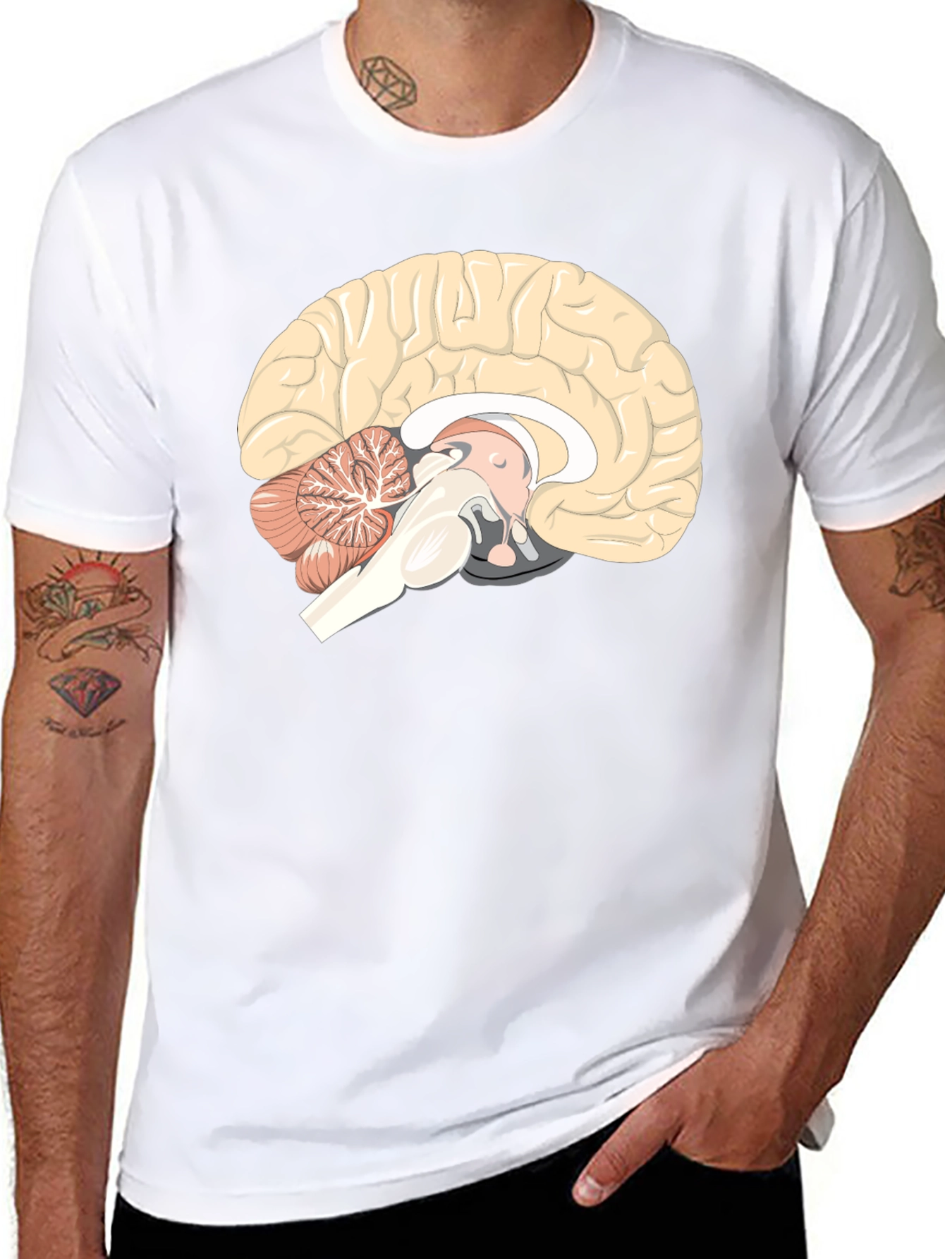 Brain Anatomy Graphic Print Black T-Shirt