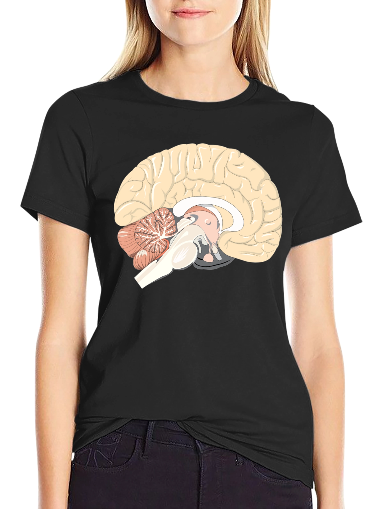 Brain Anatomy Graphic Print Black T-Shirt