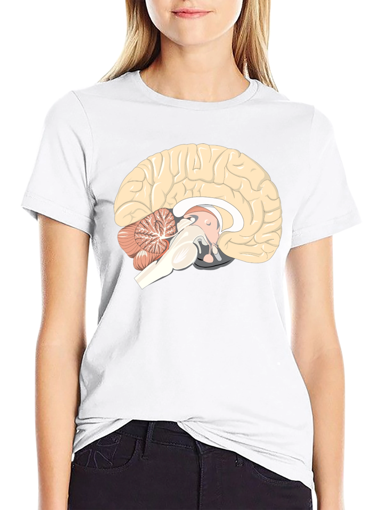 Brain Anatomy Graphic Print Black T-Shirt