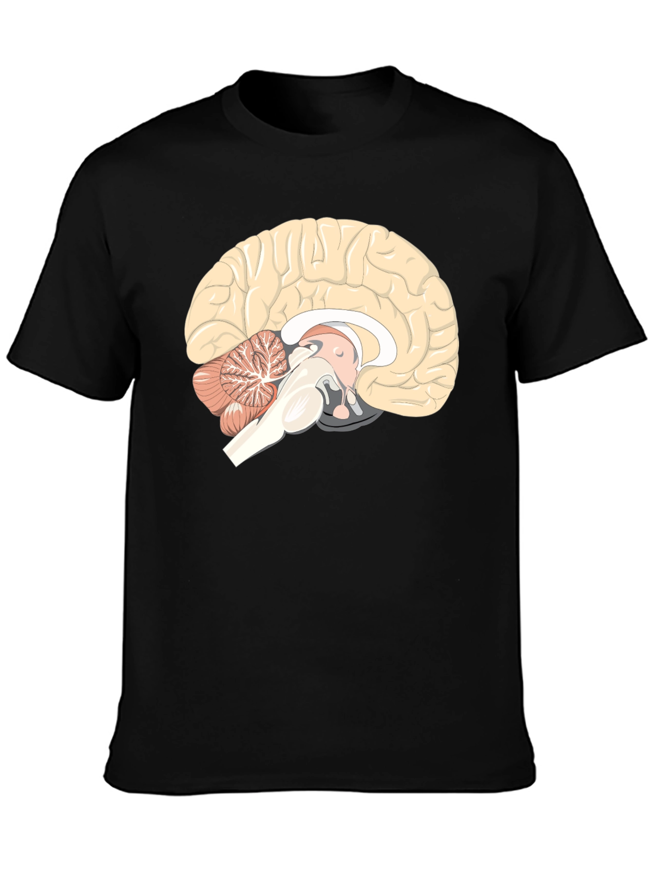 Brain Anatomy Graphic Print Black T-Shirt