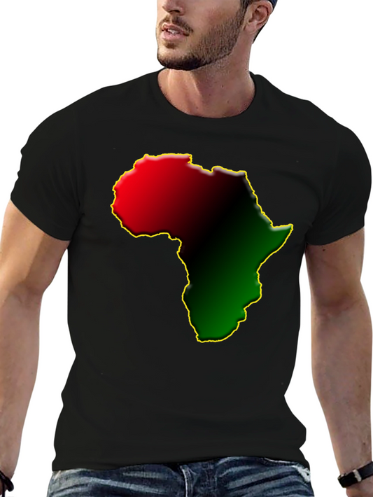 Africa Map Black T-Shirt - Rasta Colors