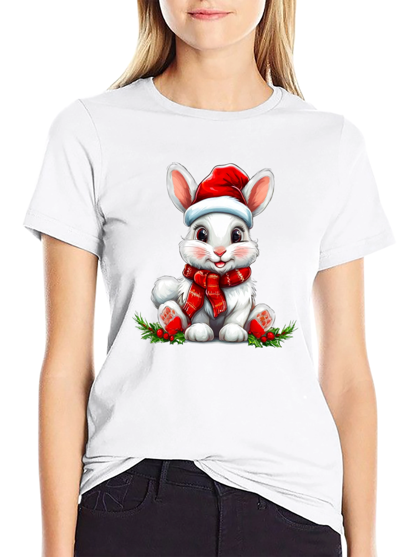 Festive Rabbit Graphic Tee - Holiday Style!