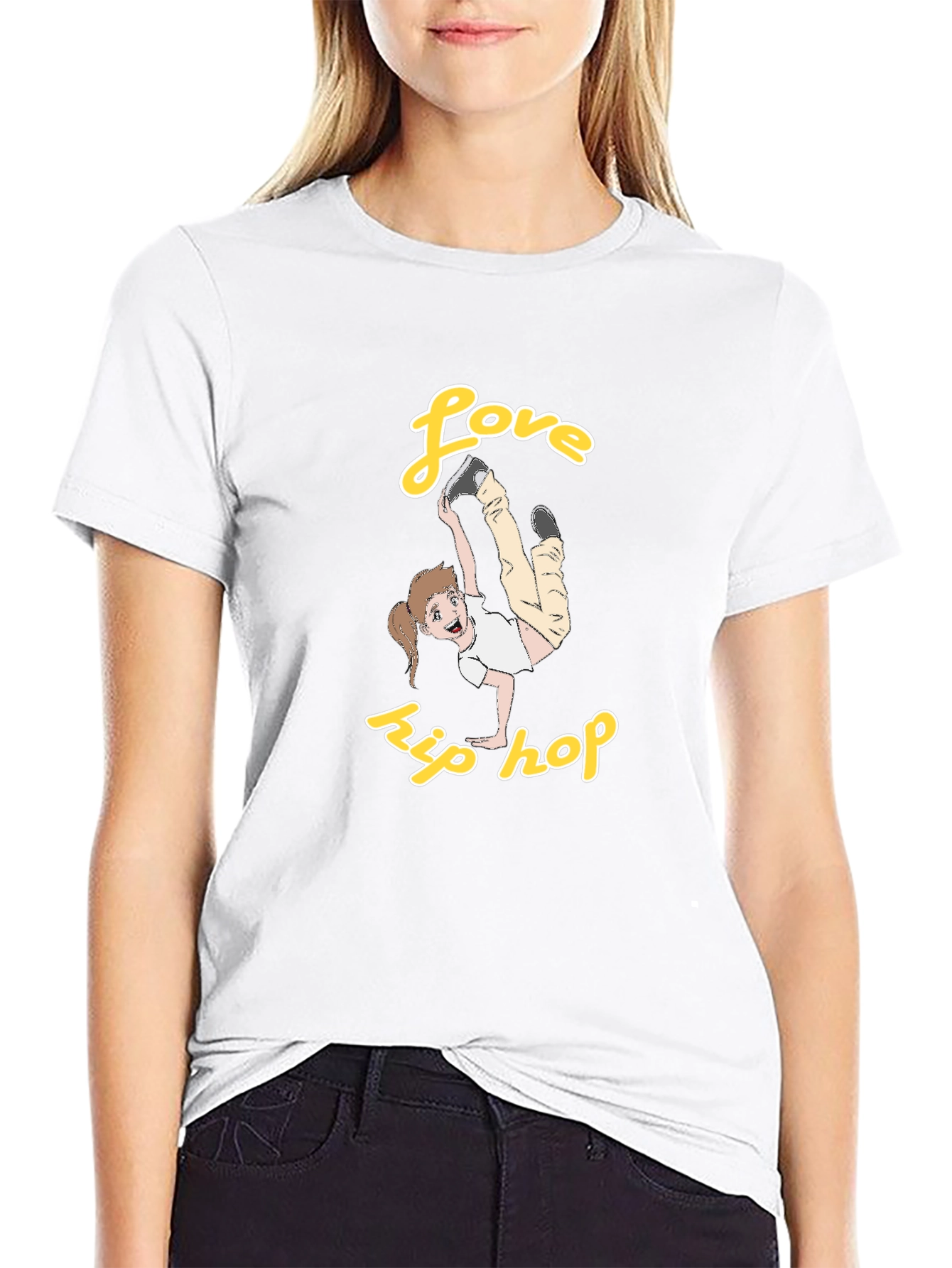Love Hip Hop T-Shirt Black Cotton Graphic Tee Dance