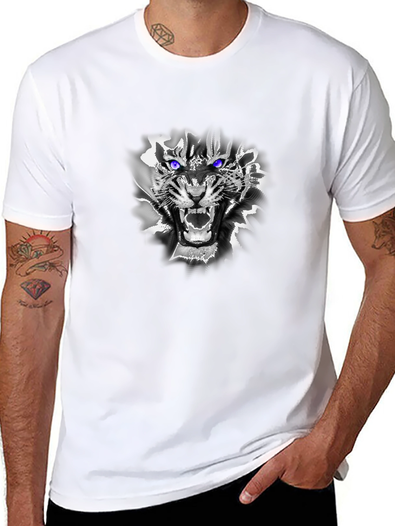 Mens Black Tiger Graphic Tee