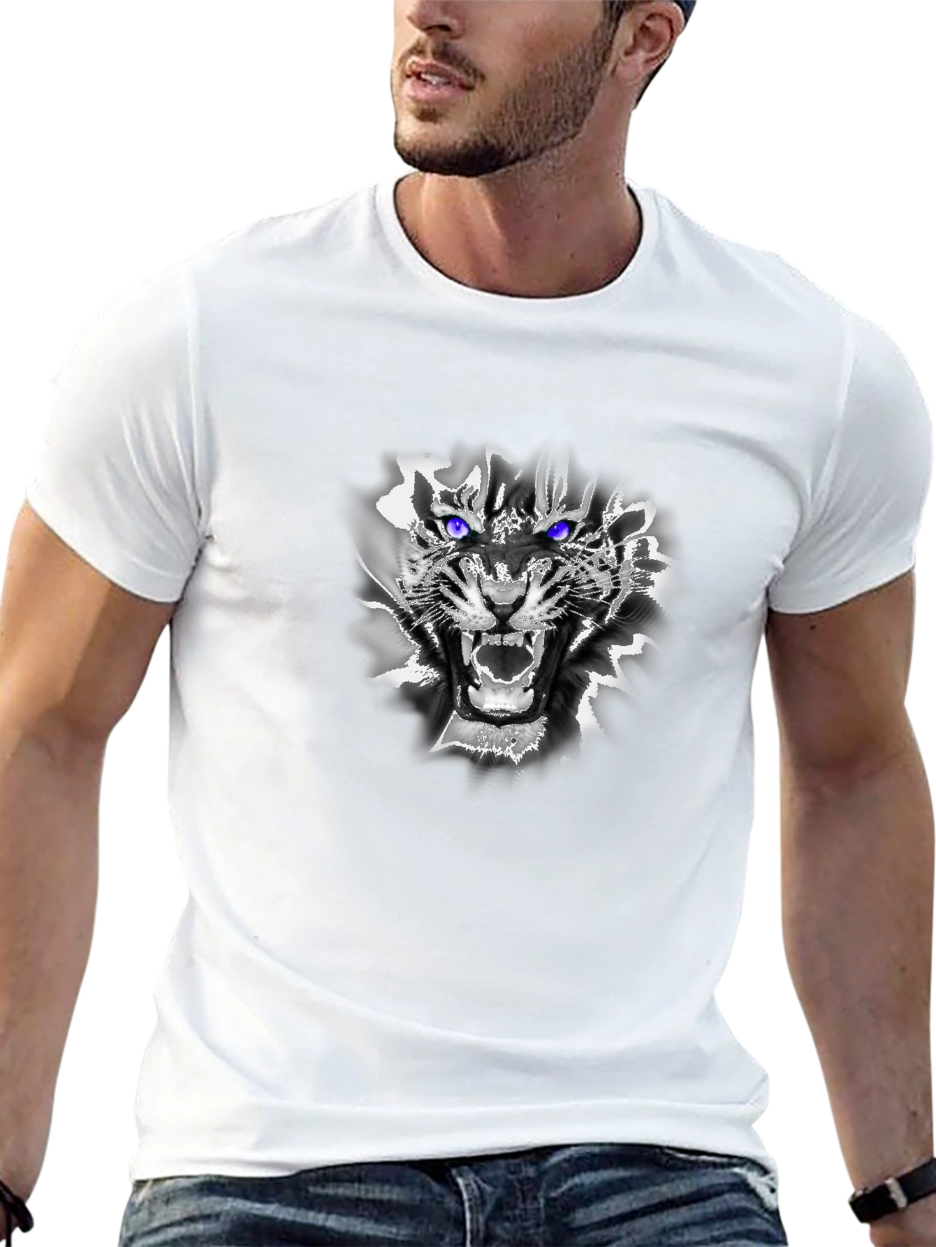 Mens Black Tiger Graphic Tee