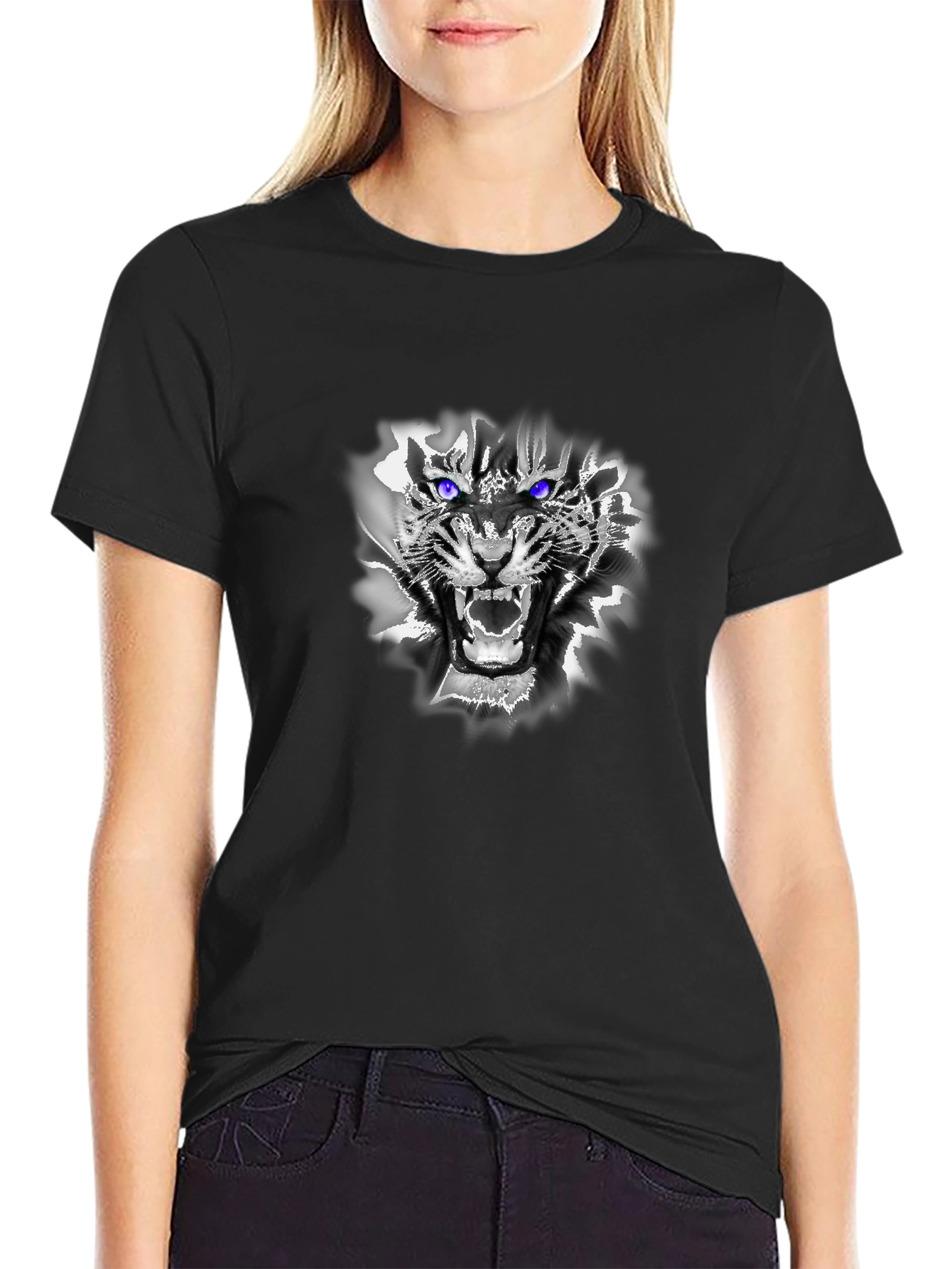 Mens Black Tiger Graphic Tee