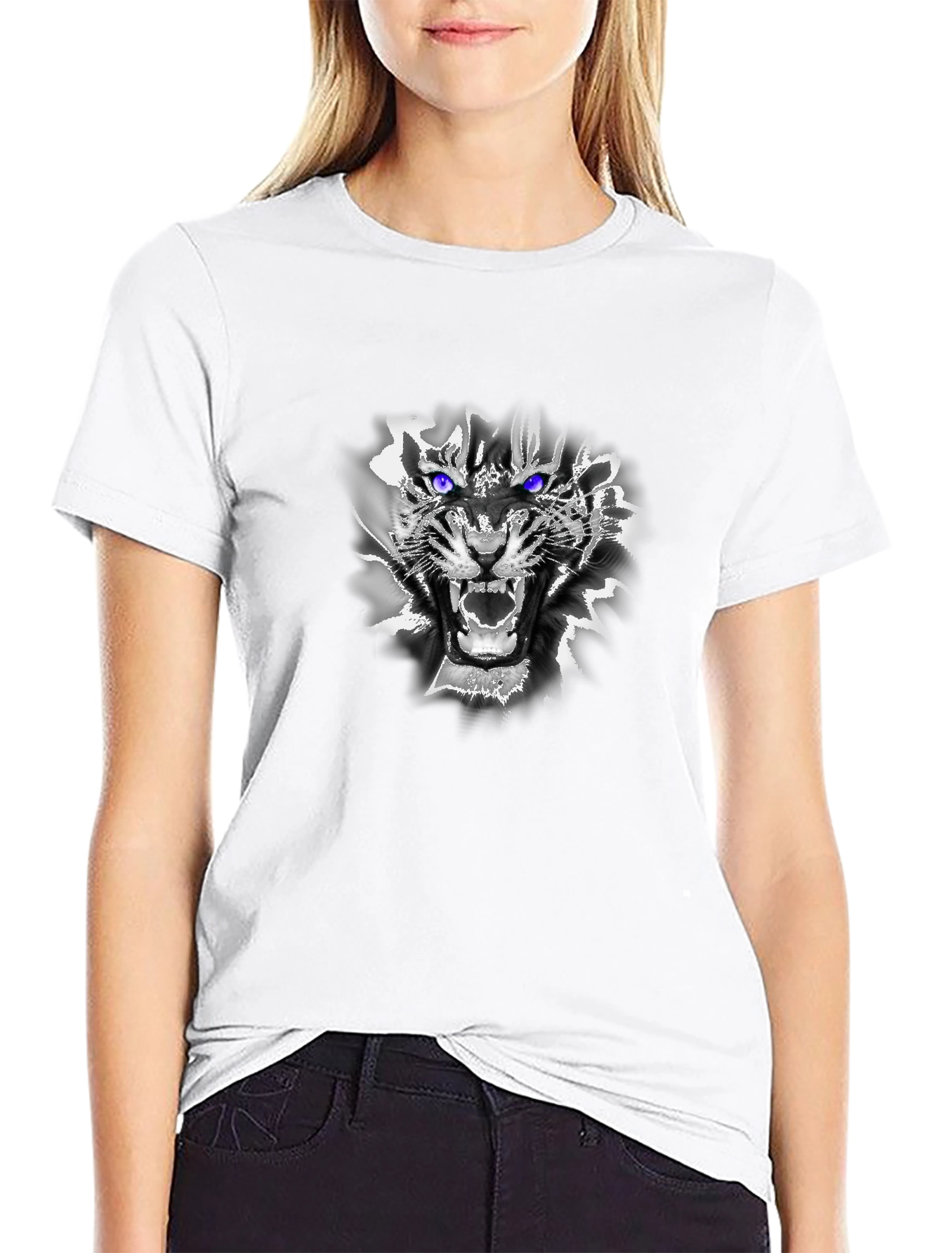 Mens Black Tiger Graphic Tee