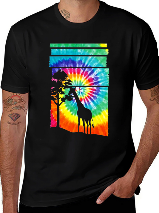 Tie-Dye Giraffe Graphic T-Shirt