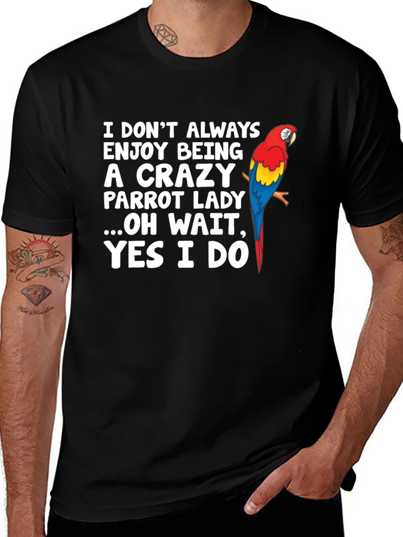 Crazy Parrot Lady Graphic T-Shirt - Unisex