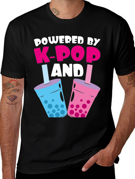Powered By K-Pop & Boba Black Graphic Tee