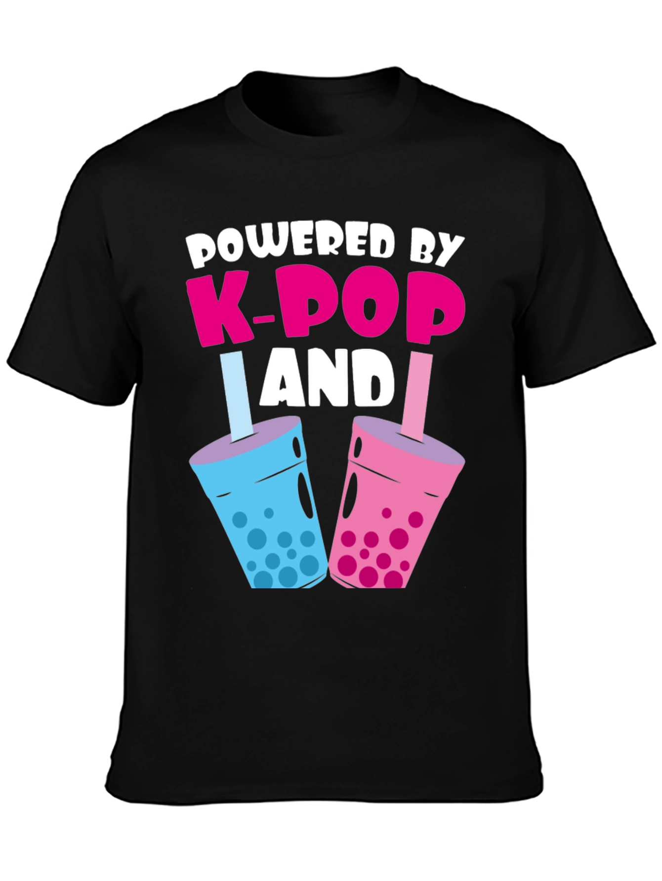 Powered By K-Pop & Boba Black Graphic Tee