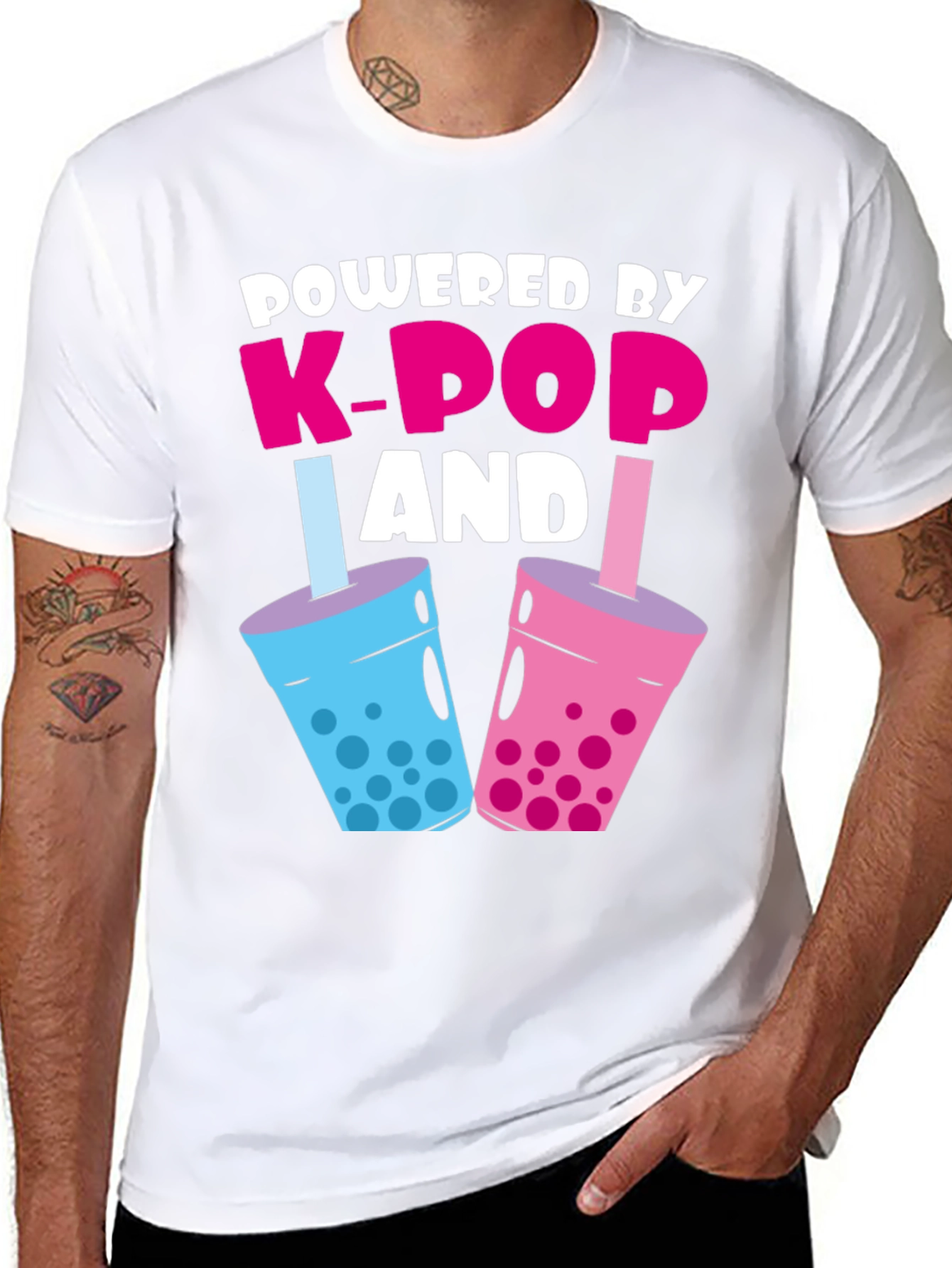 Powered By K-Pop & Boba Black Graphic Tee
