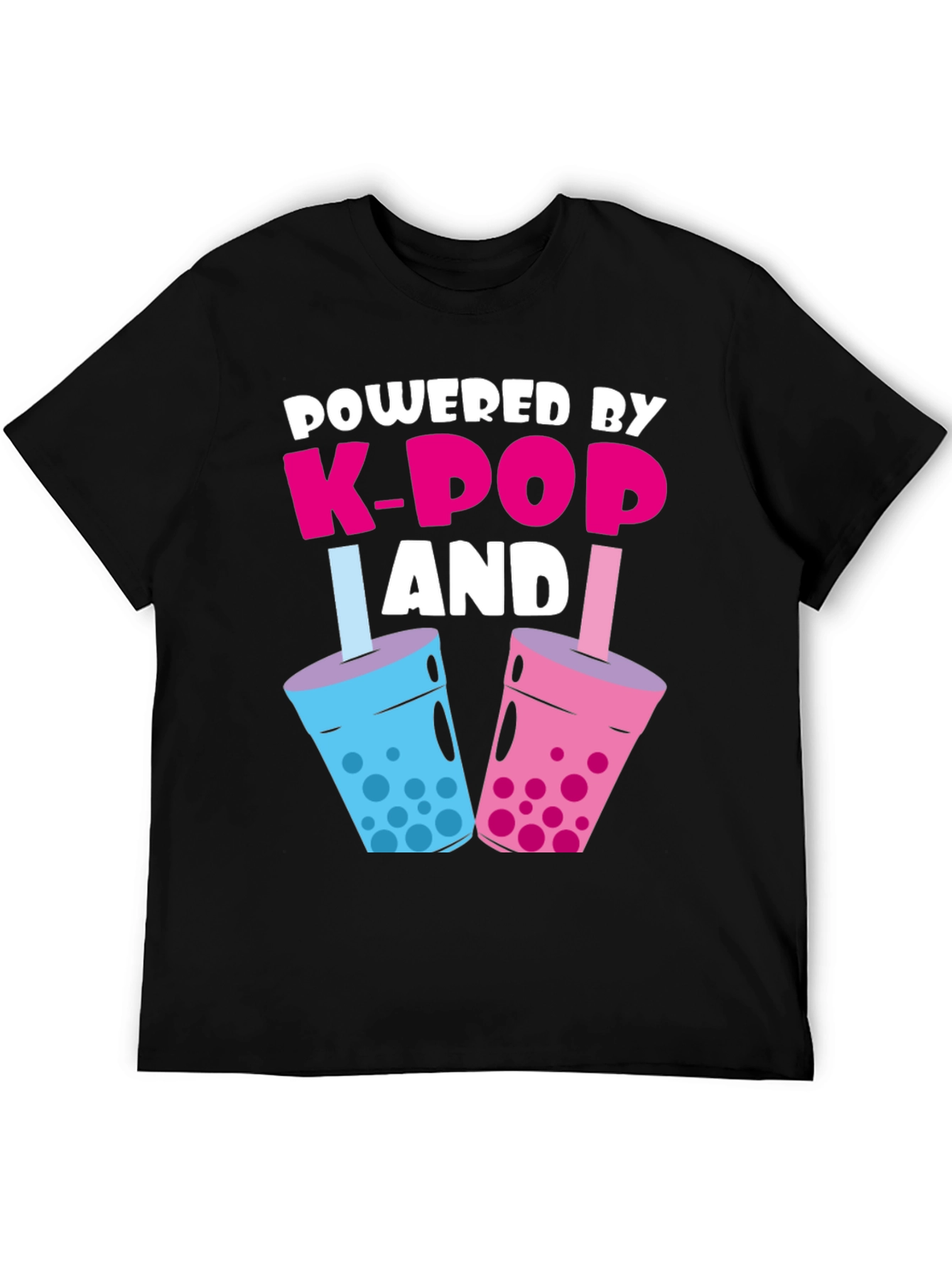 Powered By K-Pop & Boba Black Graphic Tee