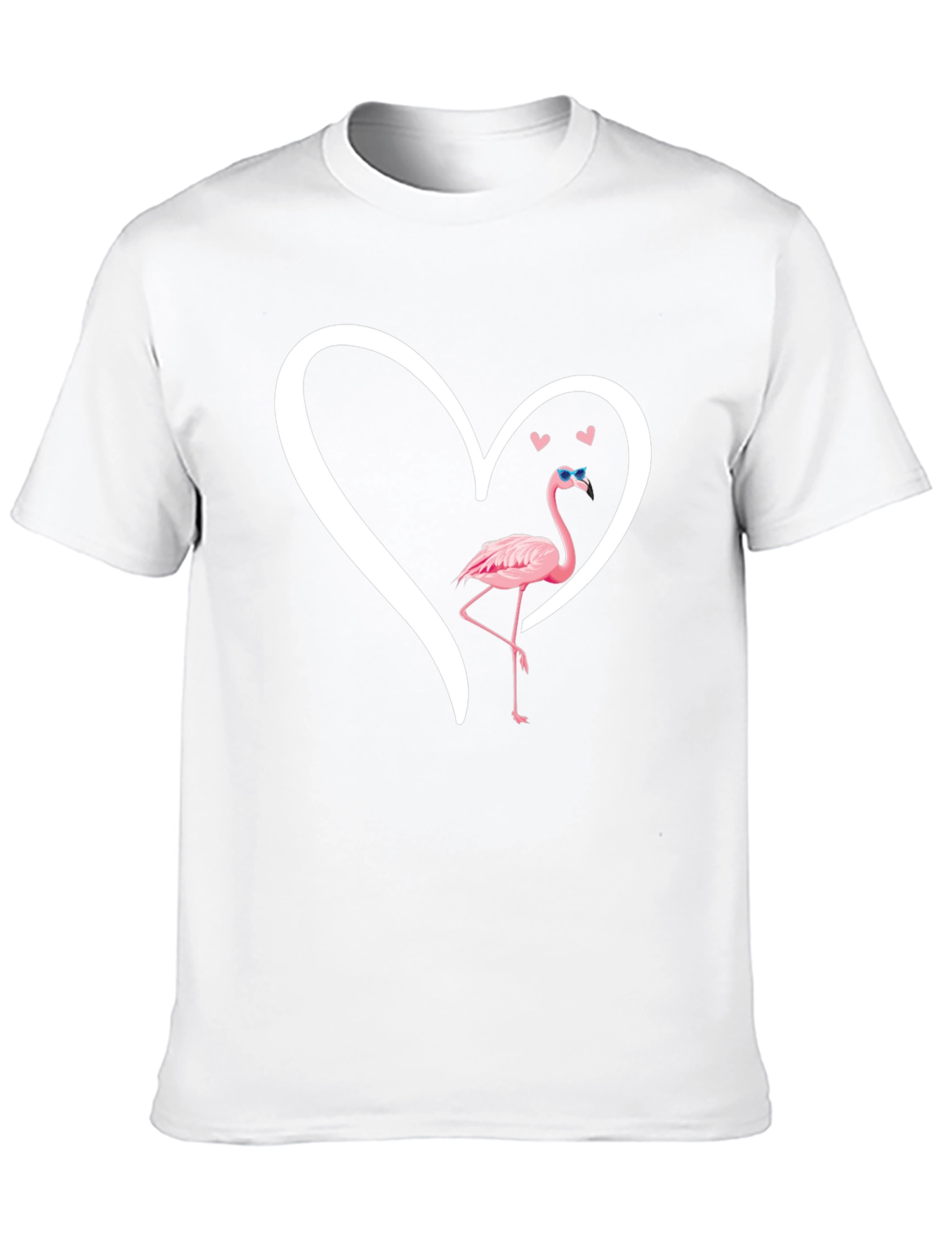 Flamingo Heart Graphic T-Shirt - Black Casual Tee