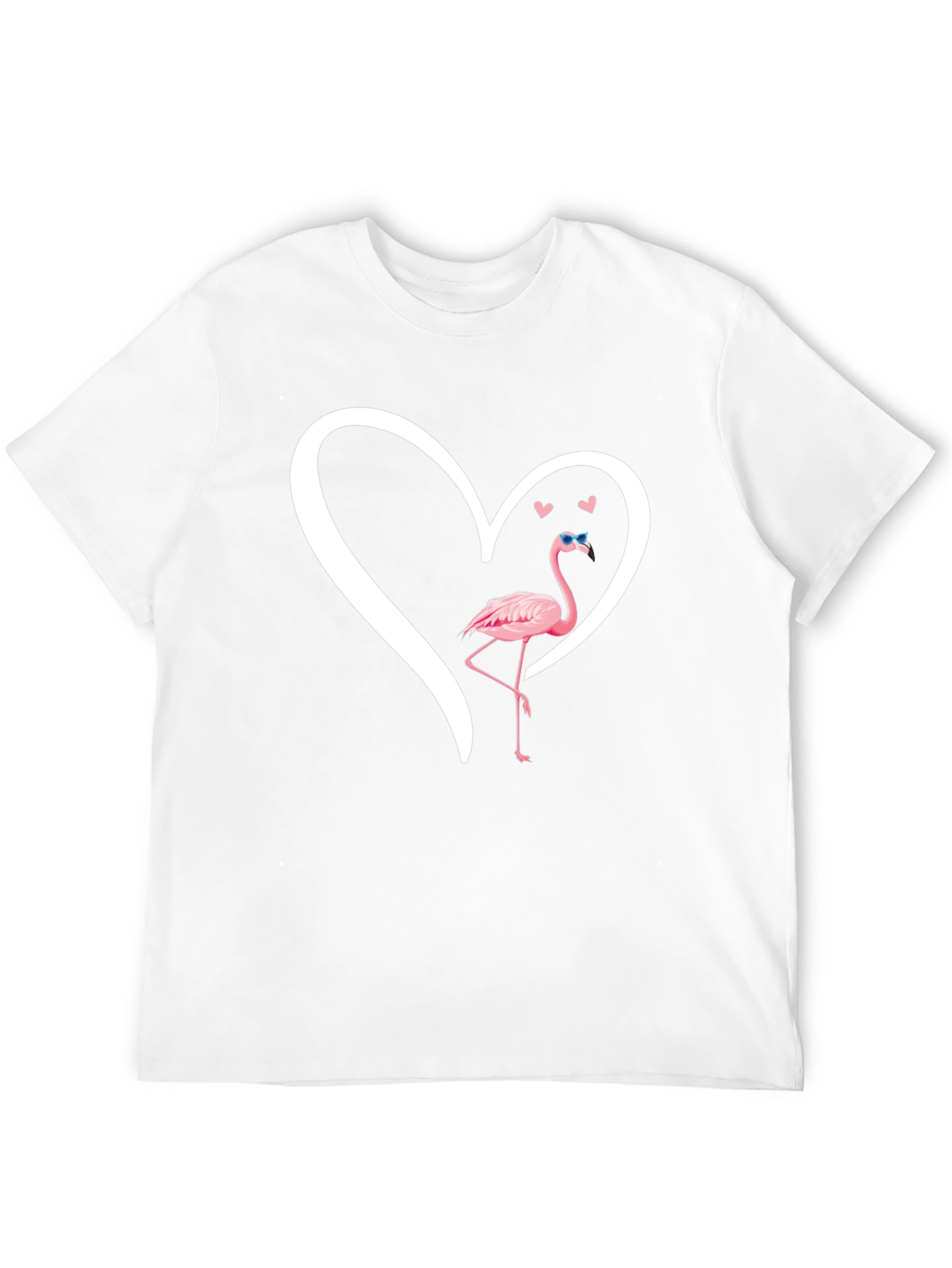 Flamingo Heart Graphic T-Shirt - Black Casual Tee