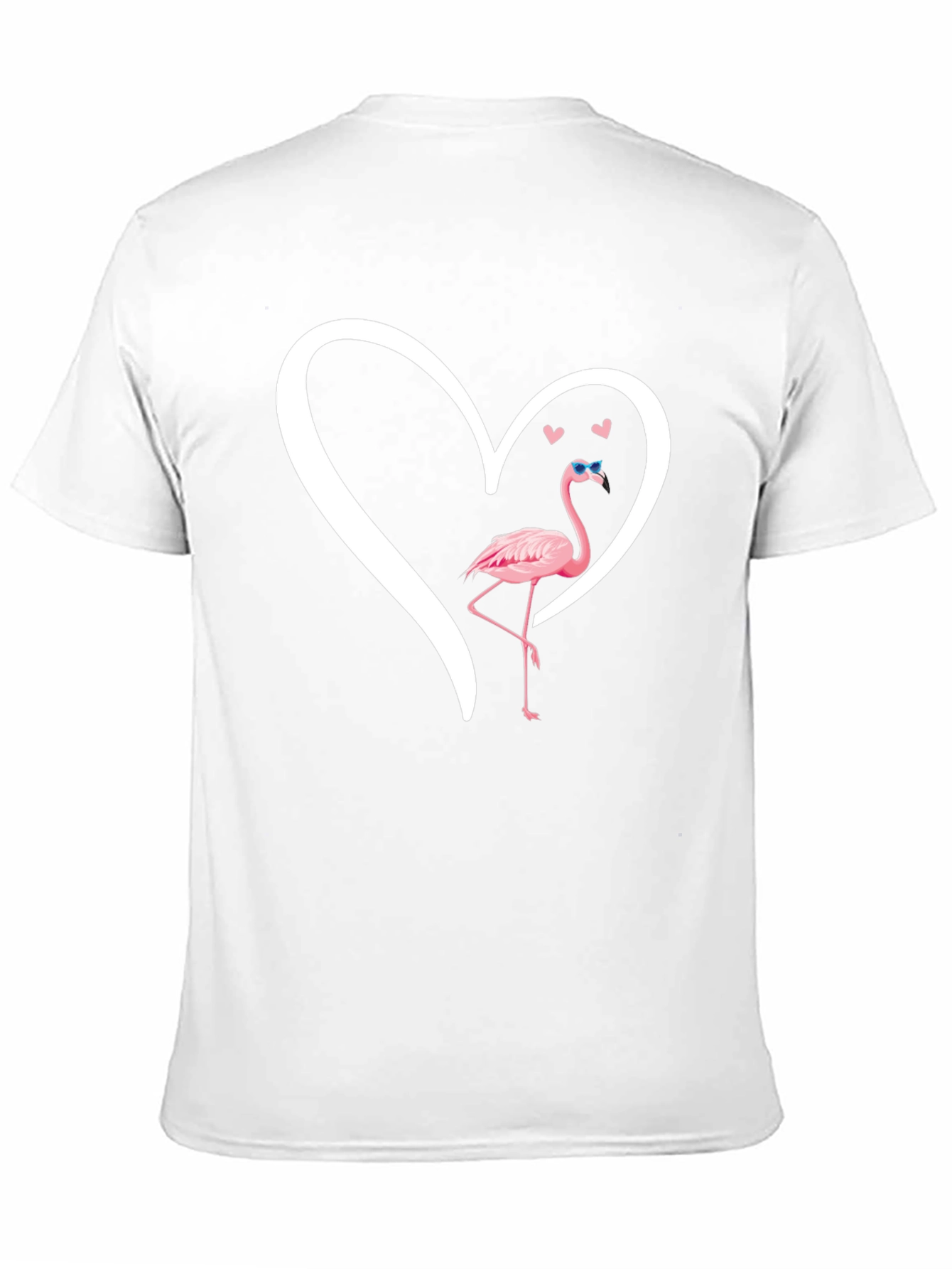 Flamingo Heart Graphic T-Shirt - Black Casual Tee