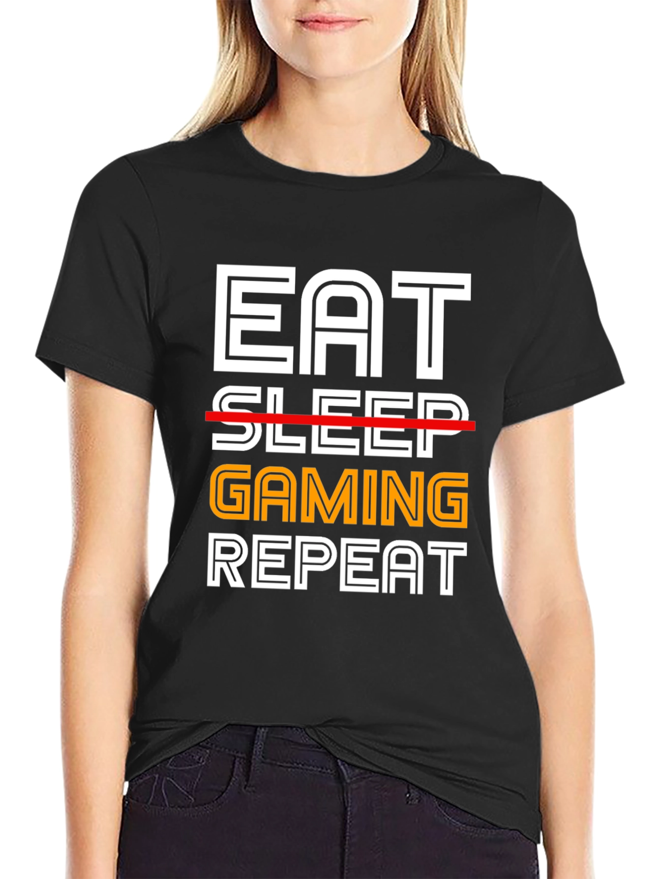 Eat Gaming Repeat Black T-Shirt