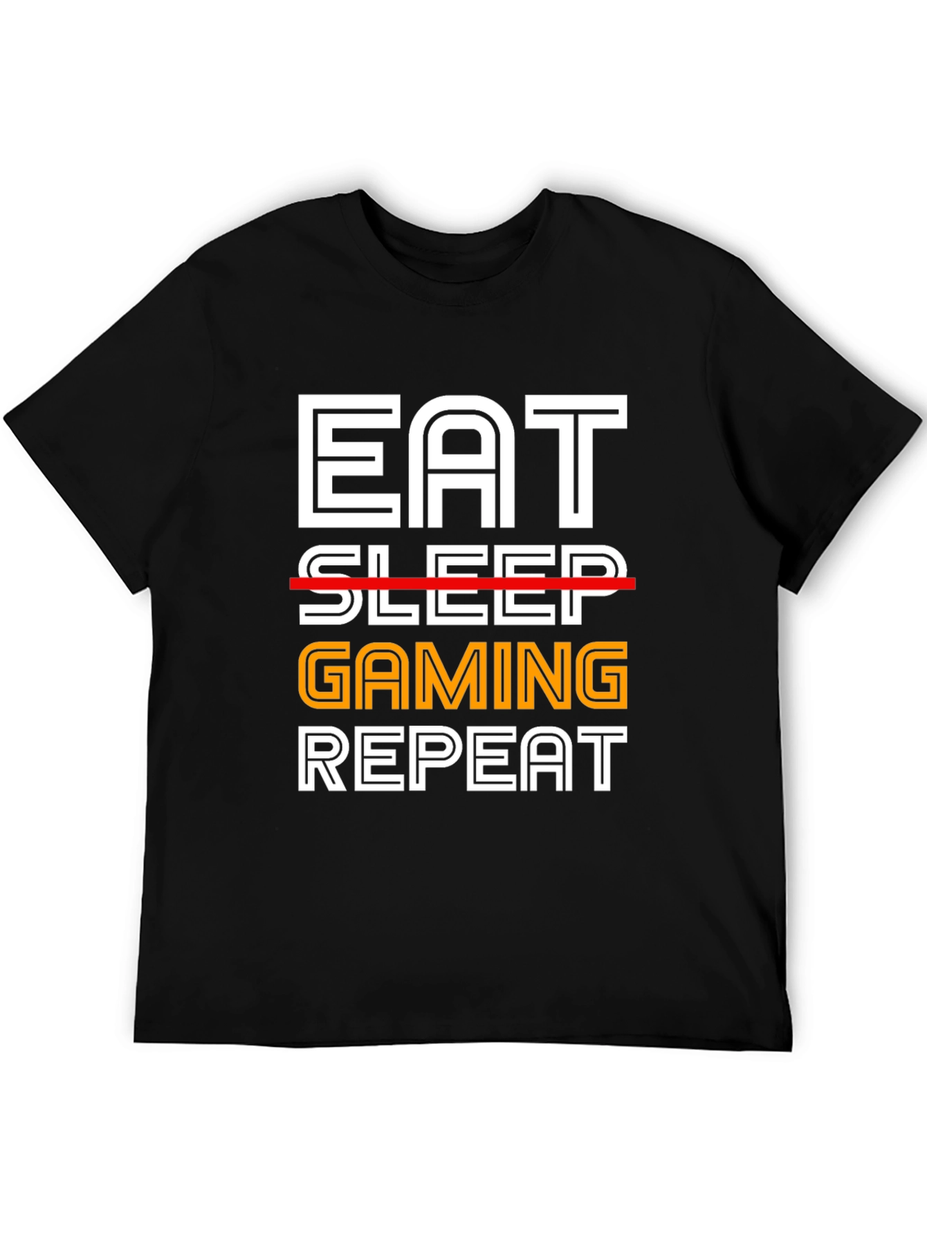 Eat Gaming Repeat Black T-Shirt