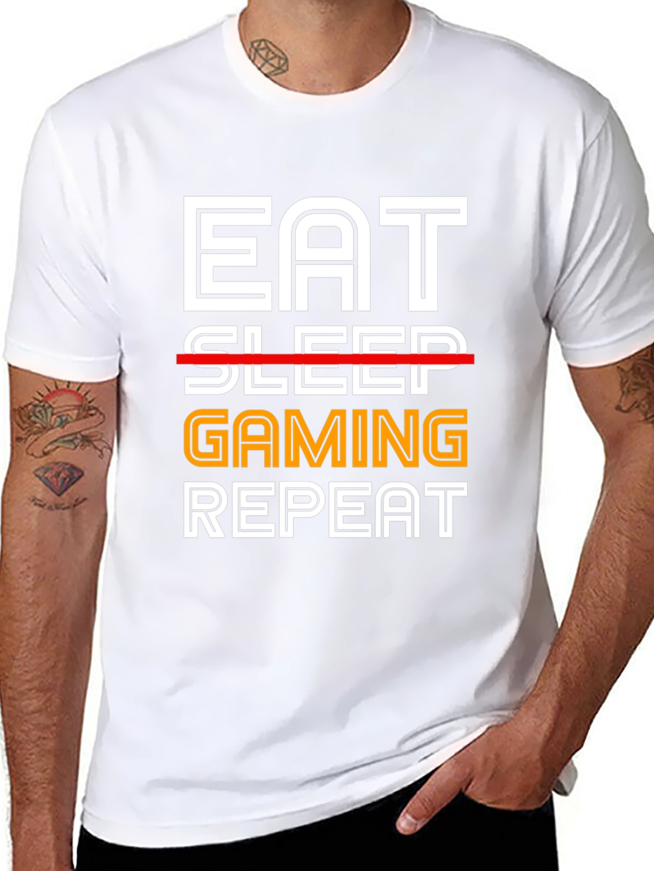 Eat Gaming Repeat Black T-Shirt