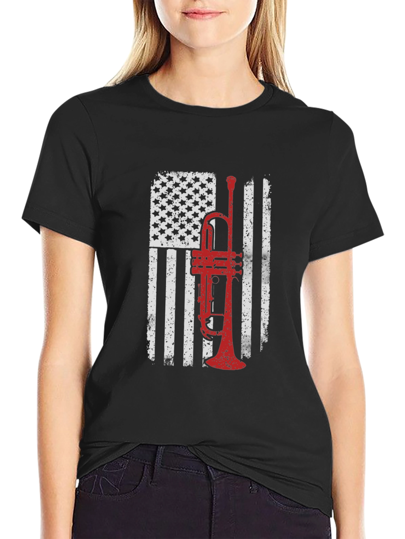 American Flag Trumpet Graphic Tee