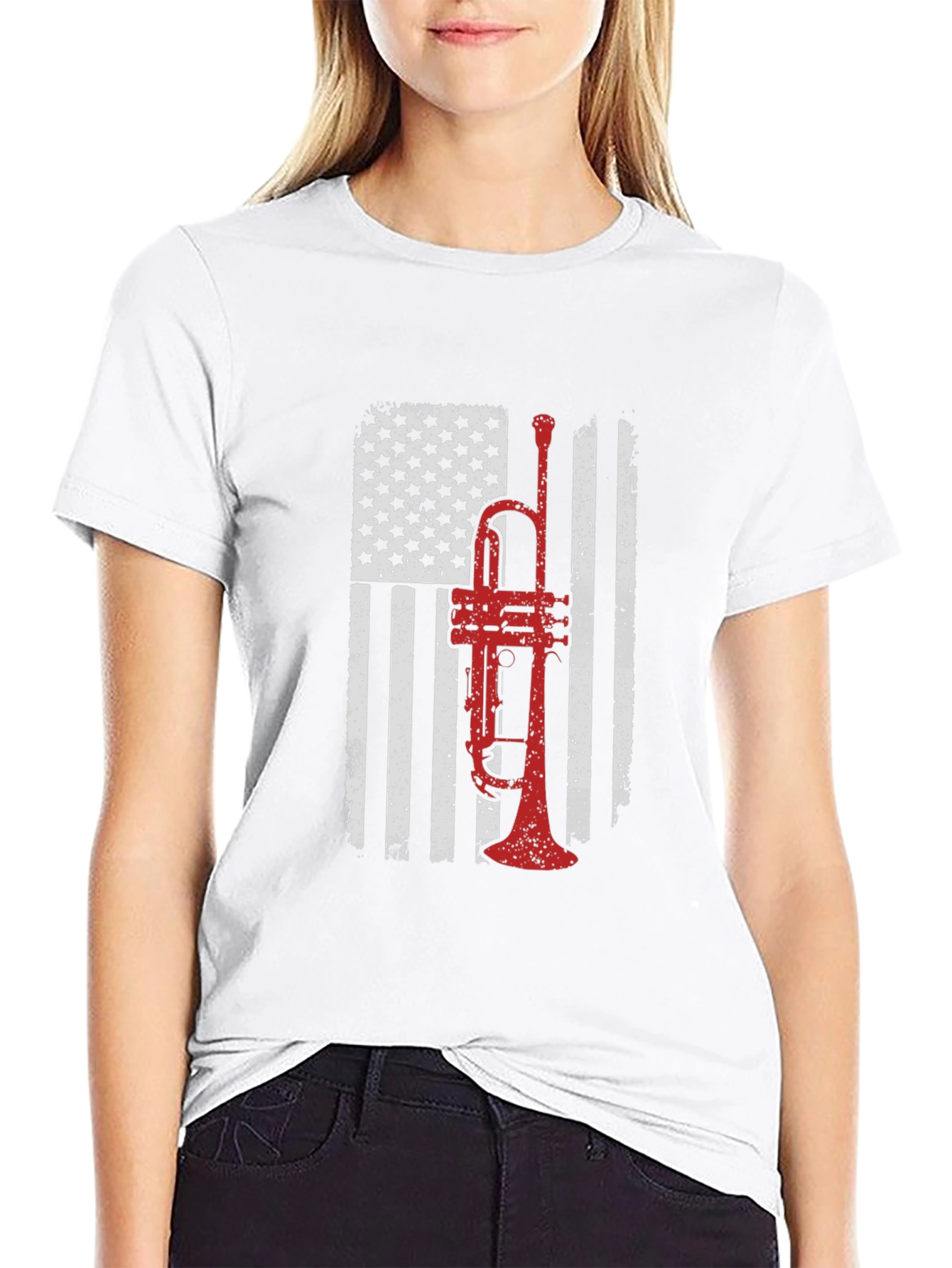 American Flag Trumpet Graphic Tee