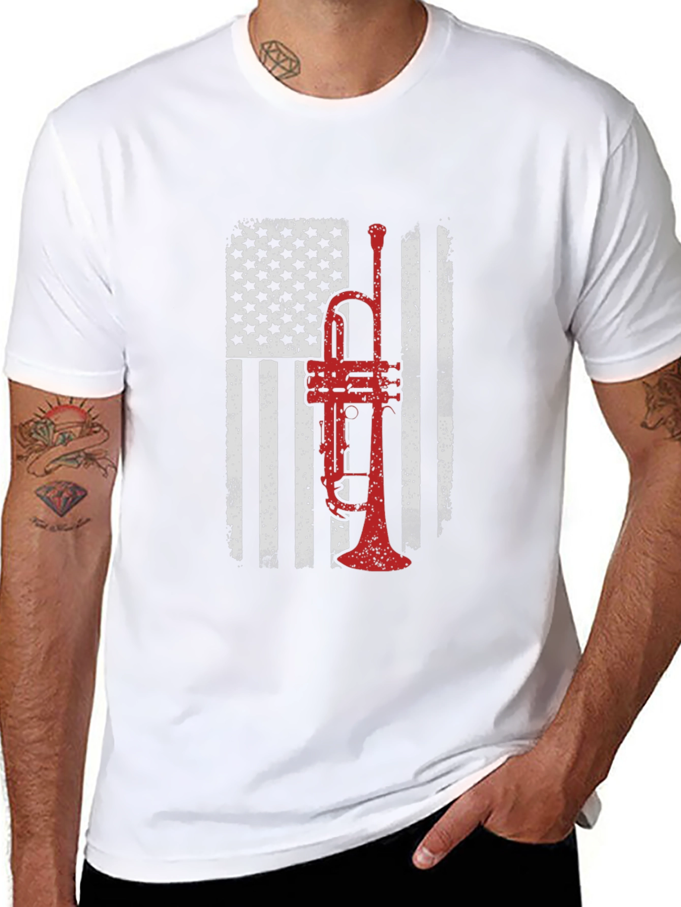 American Flag Trumpet Graphic Tee