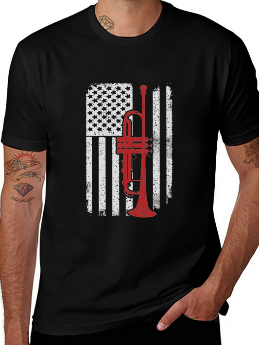 American Flag Trumpet Graphic Tee