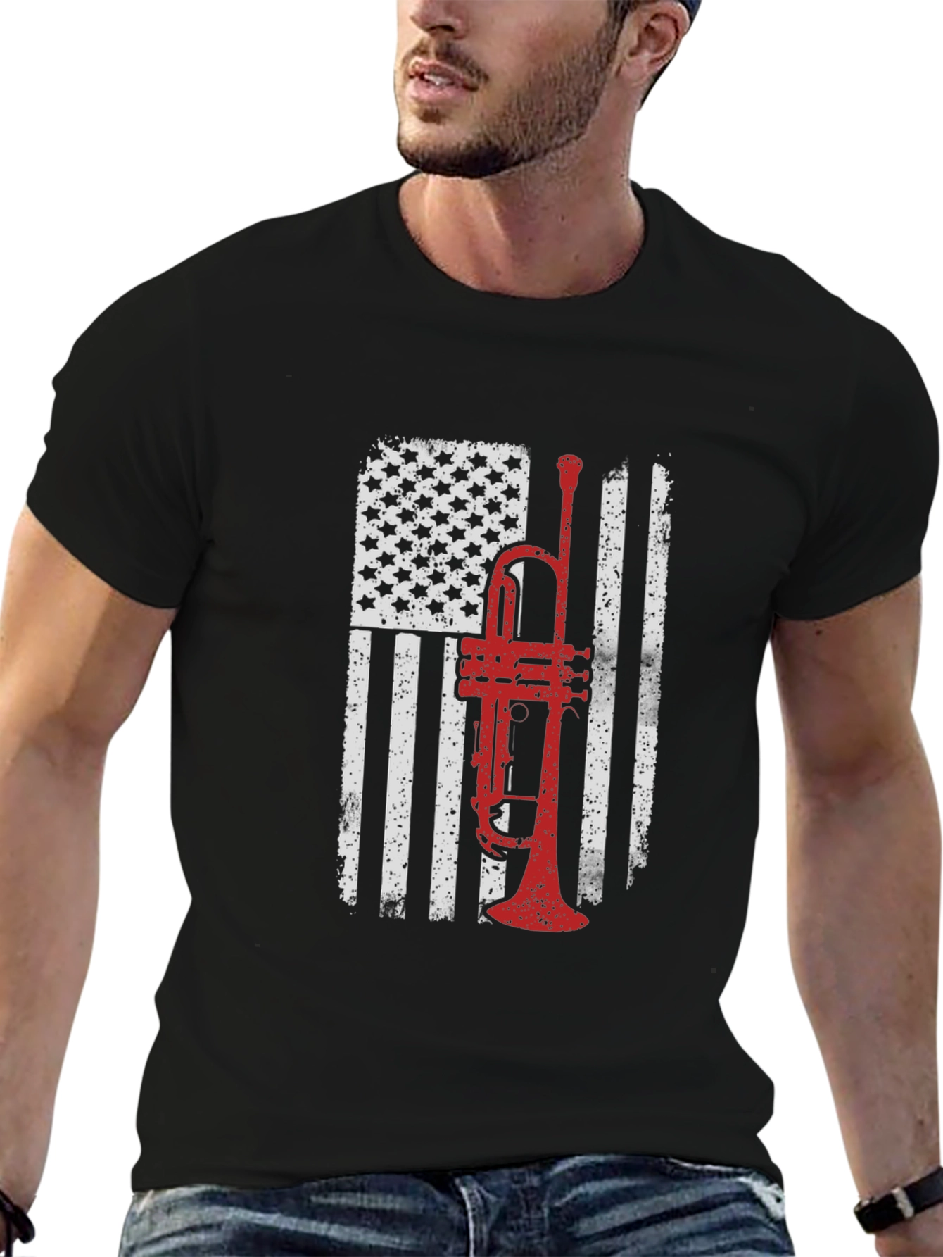 American Flag Trumpet Graphic Tee