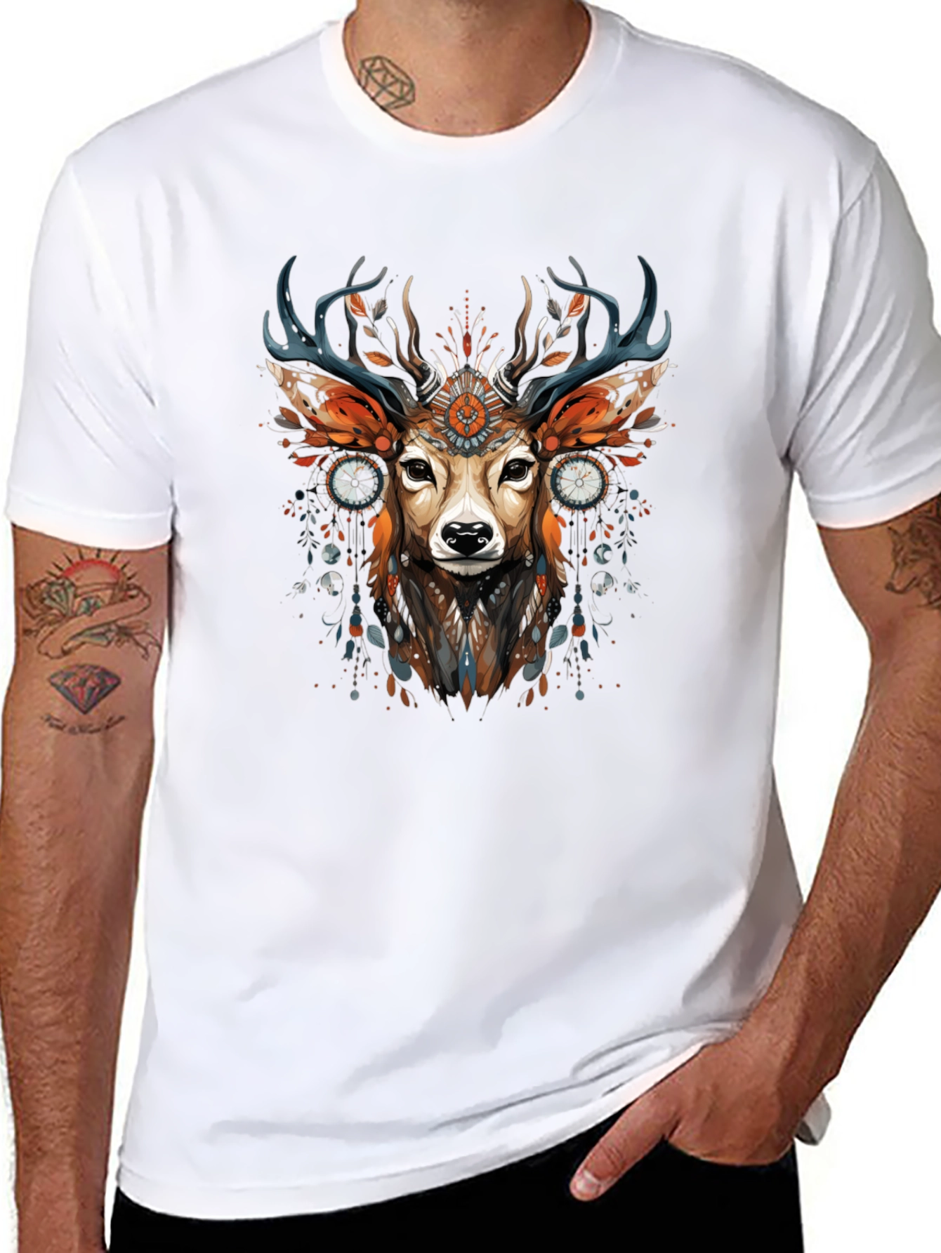 Mystic Deer Graphic Tee - Black