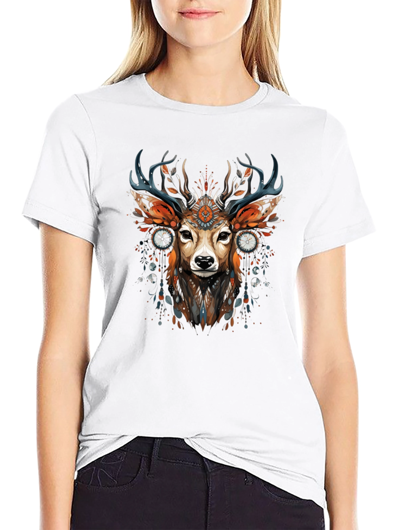 Mystic Deer Graphic Tee - Black