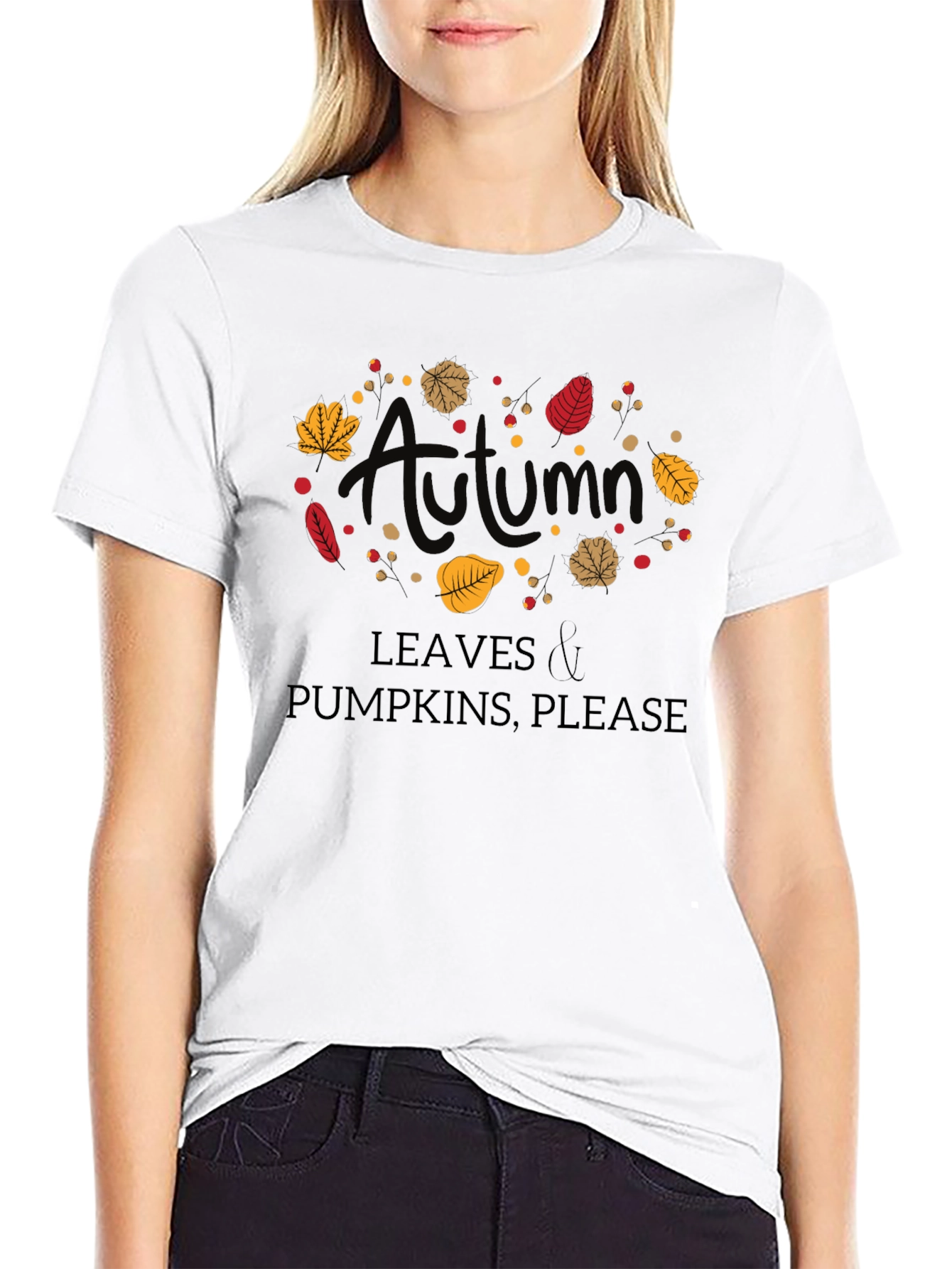 Autumn Leaves & Pumpkins Please T-Shirt