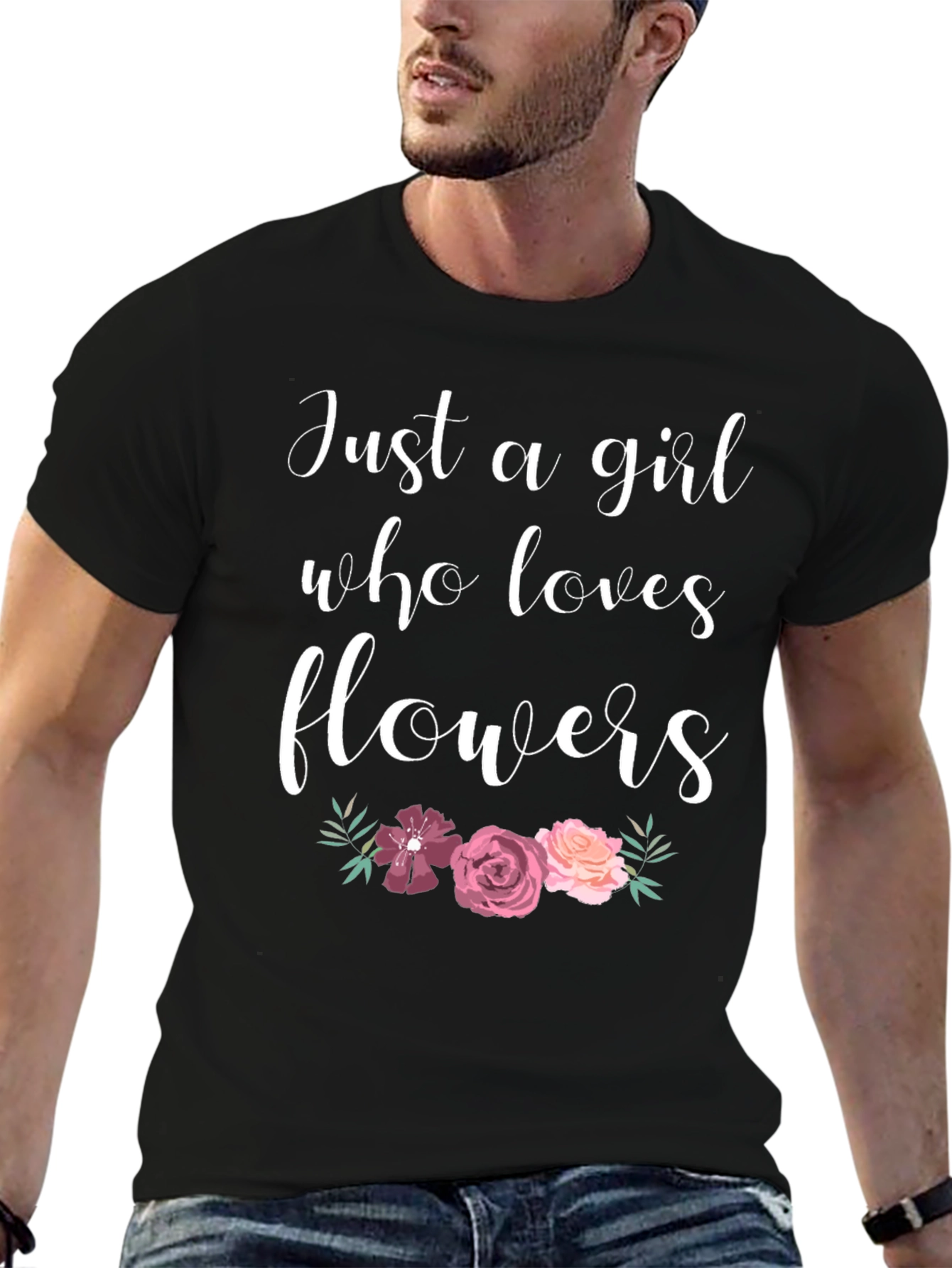 Just A Girl Who Loves Flowers Graphic T-Shirt