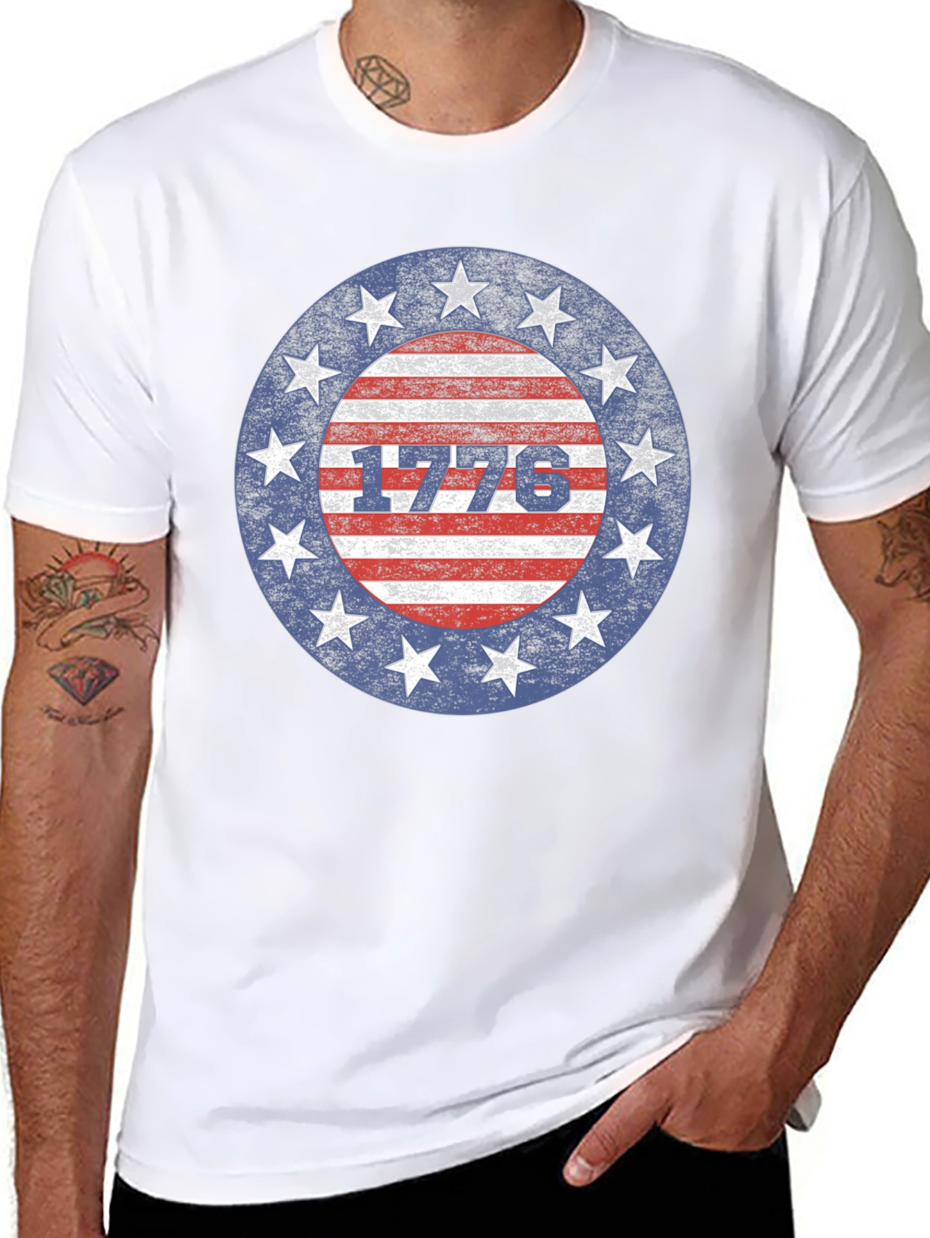 1776 Patriotic Stars and Stripes Graphic T-Shirt