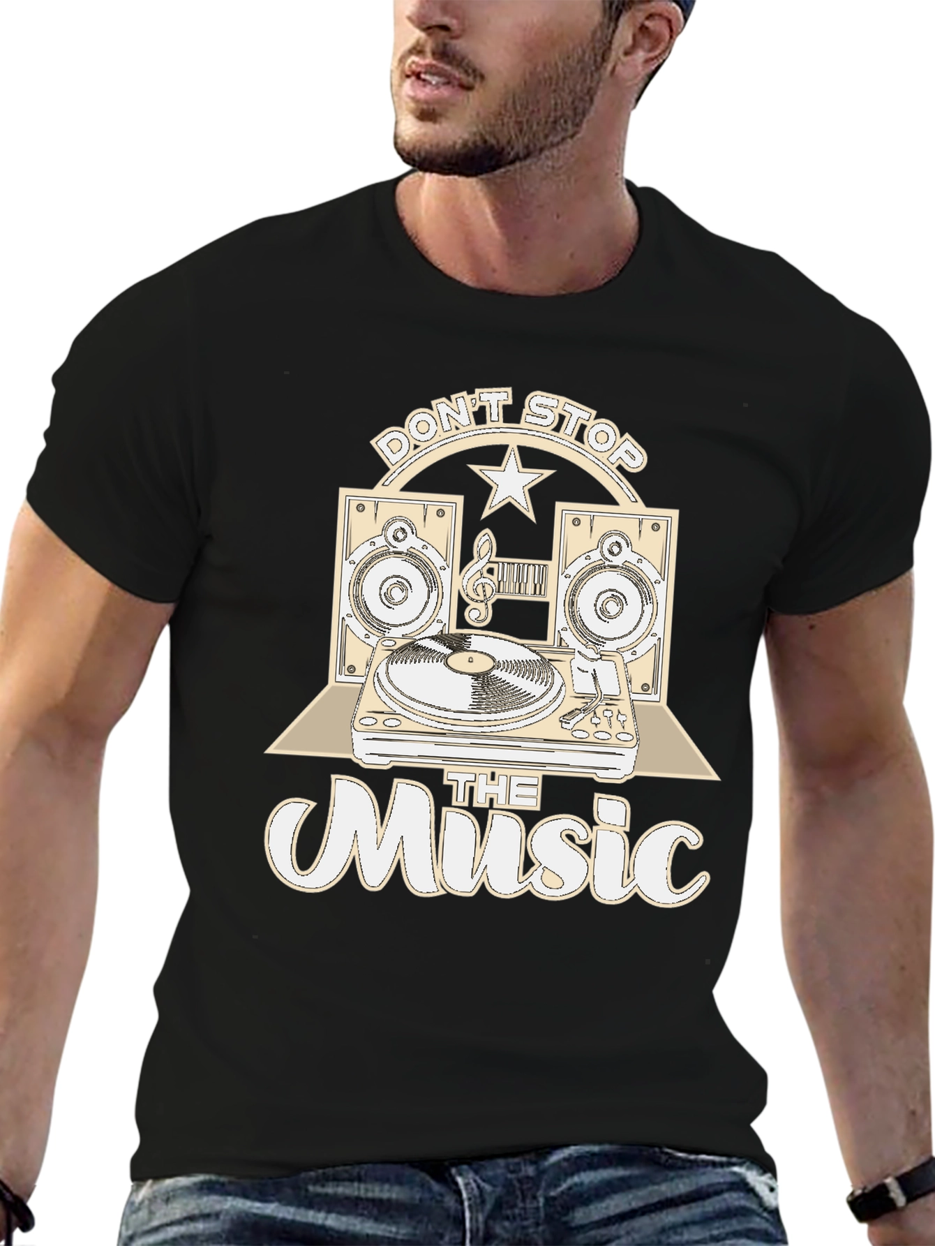 Dont Stop the Music Black Graphic Tee