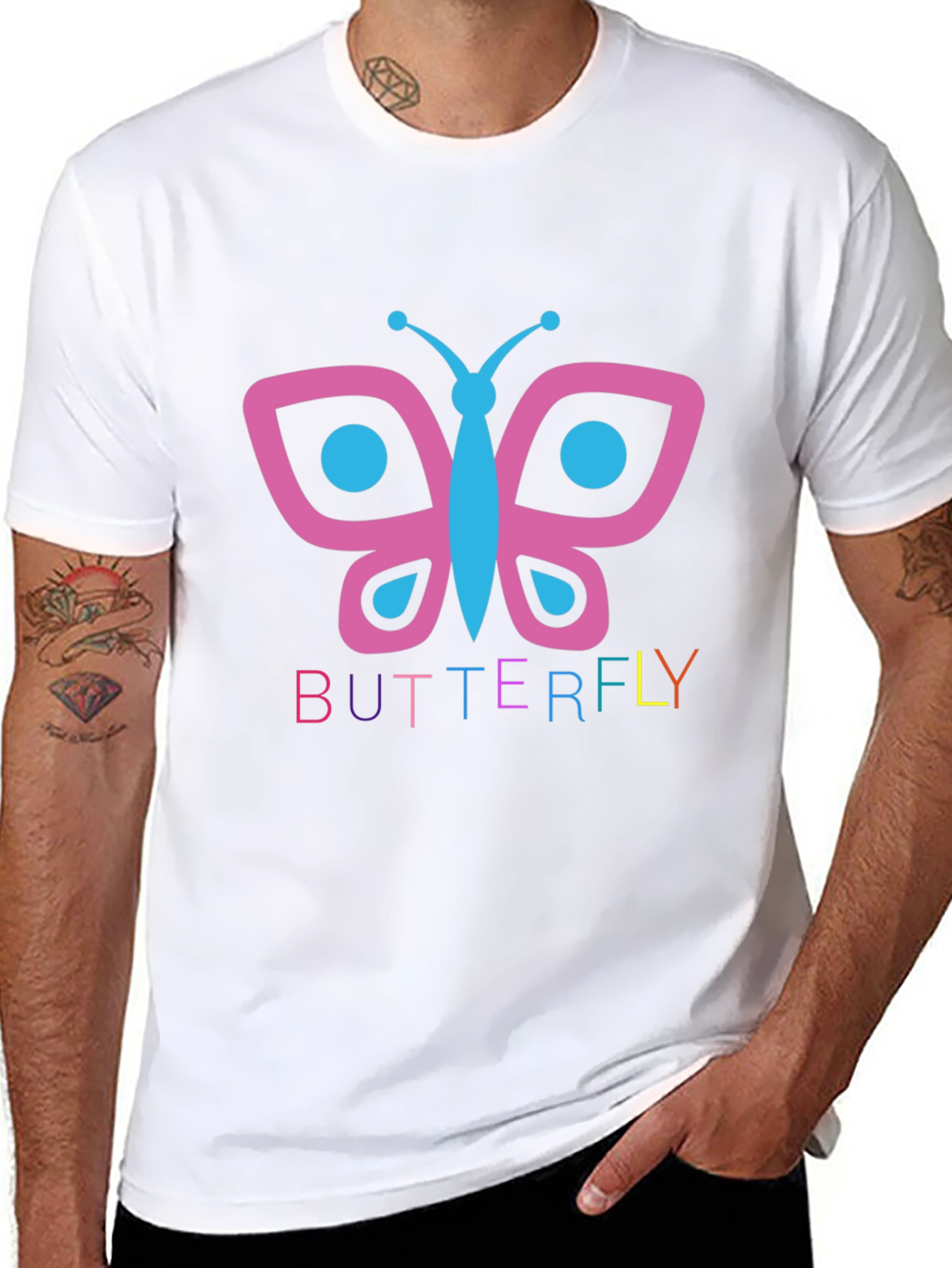Butterfly Graphic Tee - Black Cotton T-Shirt