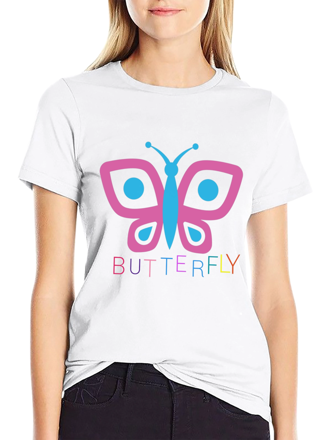 Butterfly Graphic Tee - Black Cotton T-Shirt