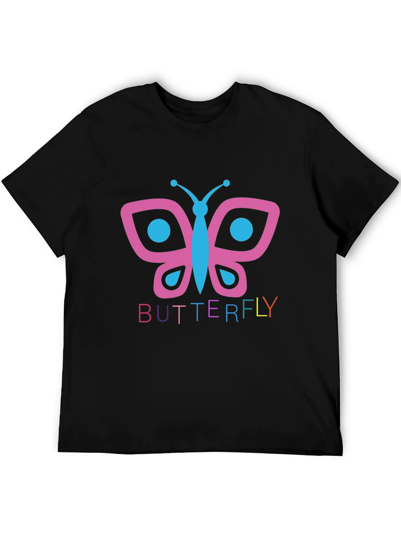 Butterfly Graphic Tee - Black Cotton T-Shirt