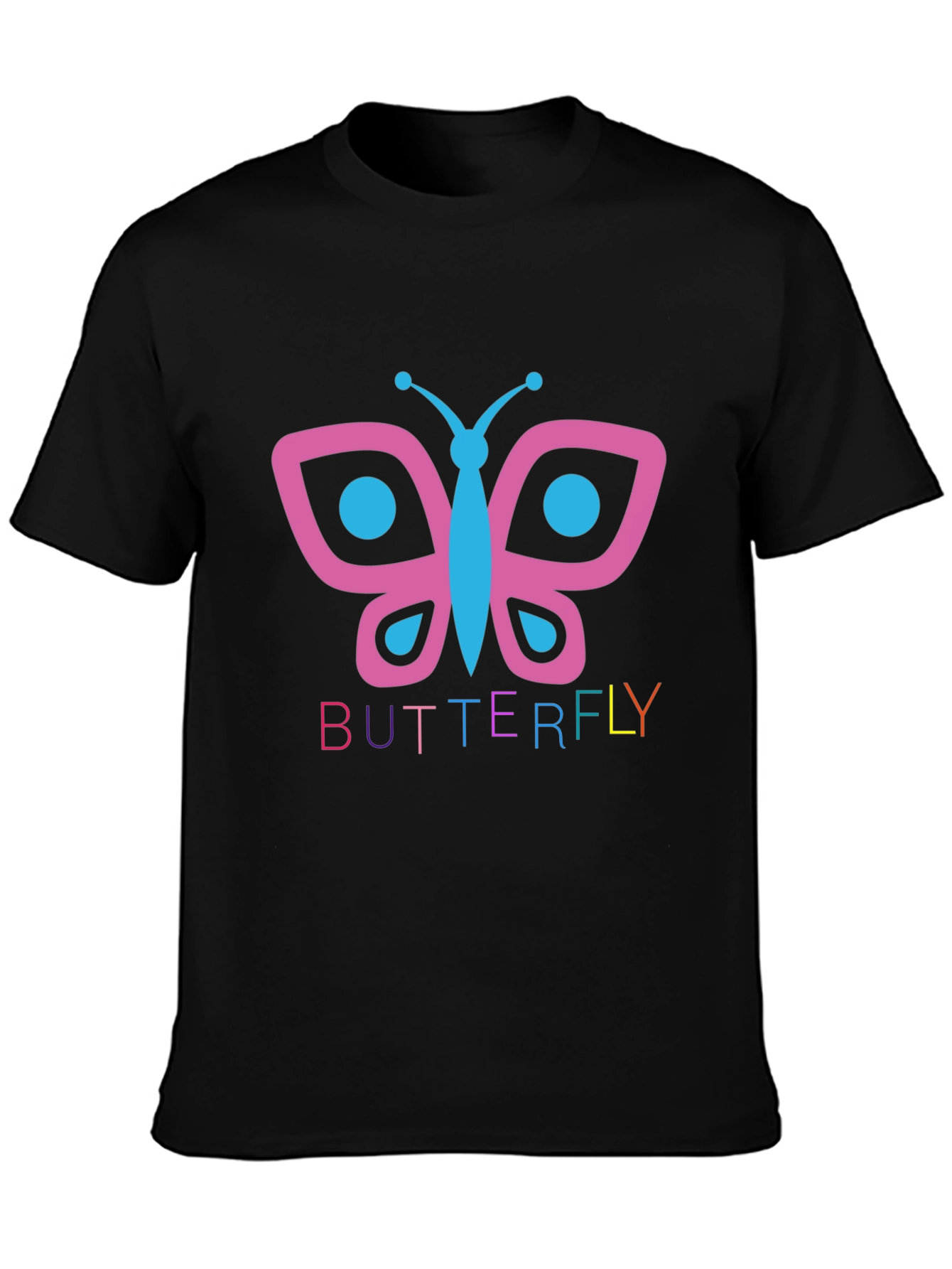 Butterfly Graphic Tee - Black Cotton T-Shirt