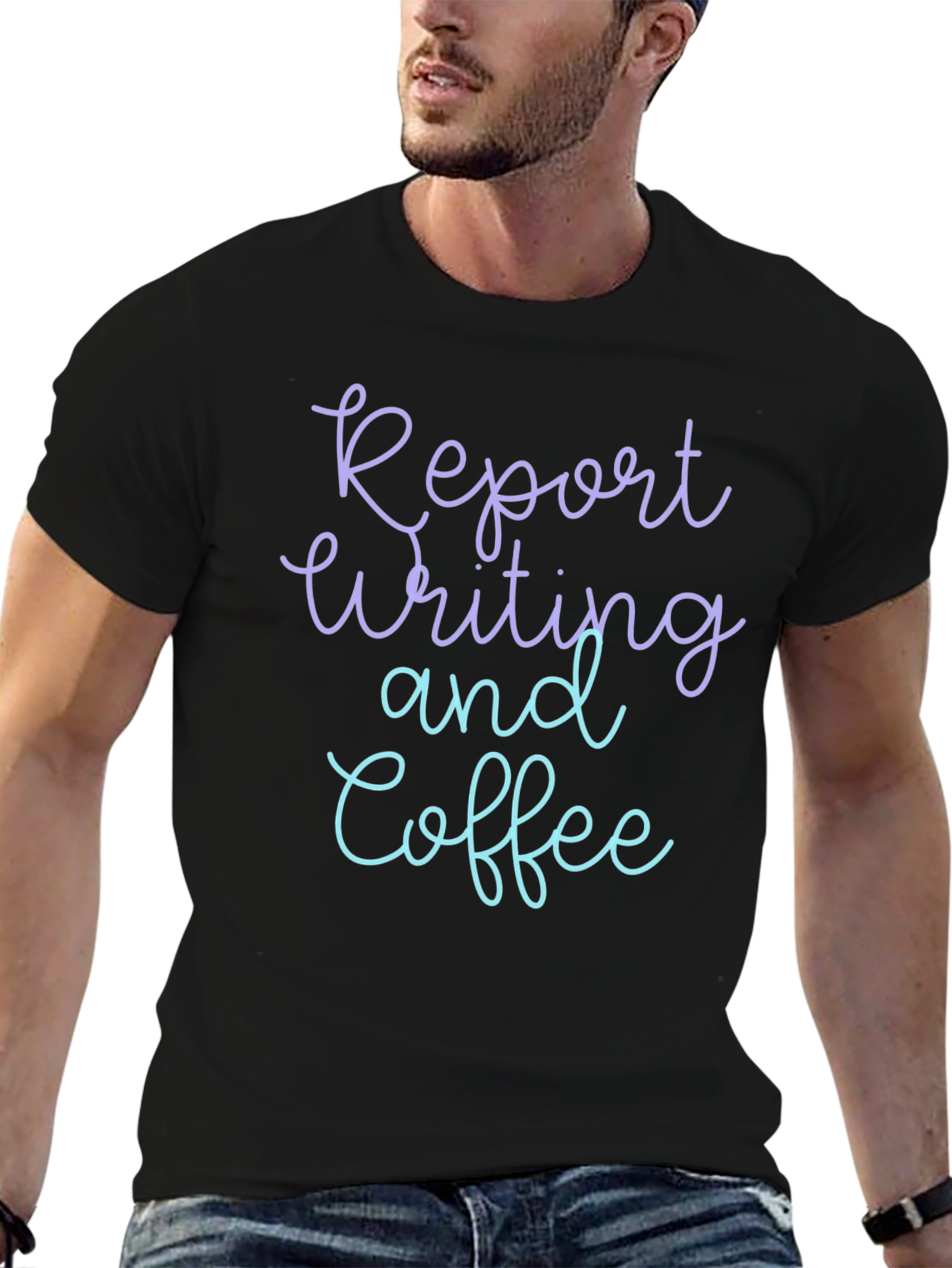 Report Writing and Coffee Black T-Shirt