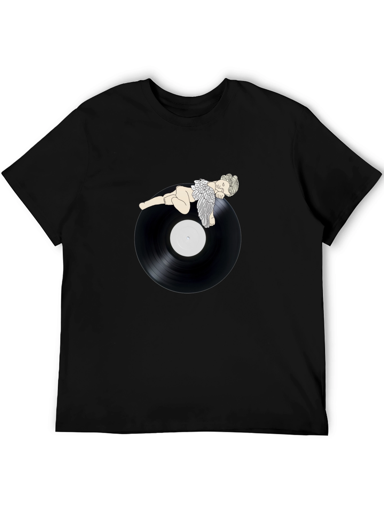 Angel On Record Black T-Shirt