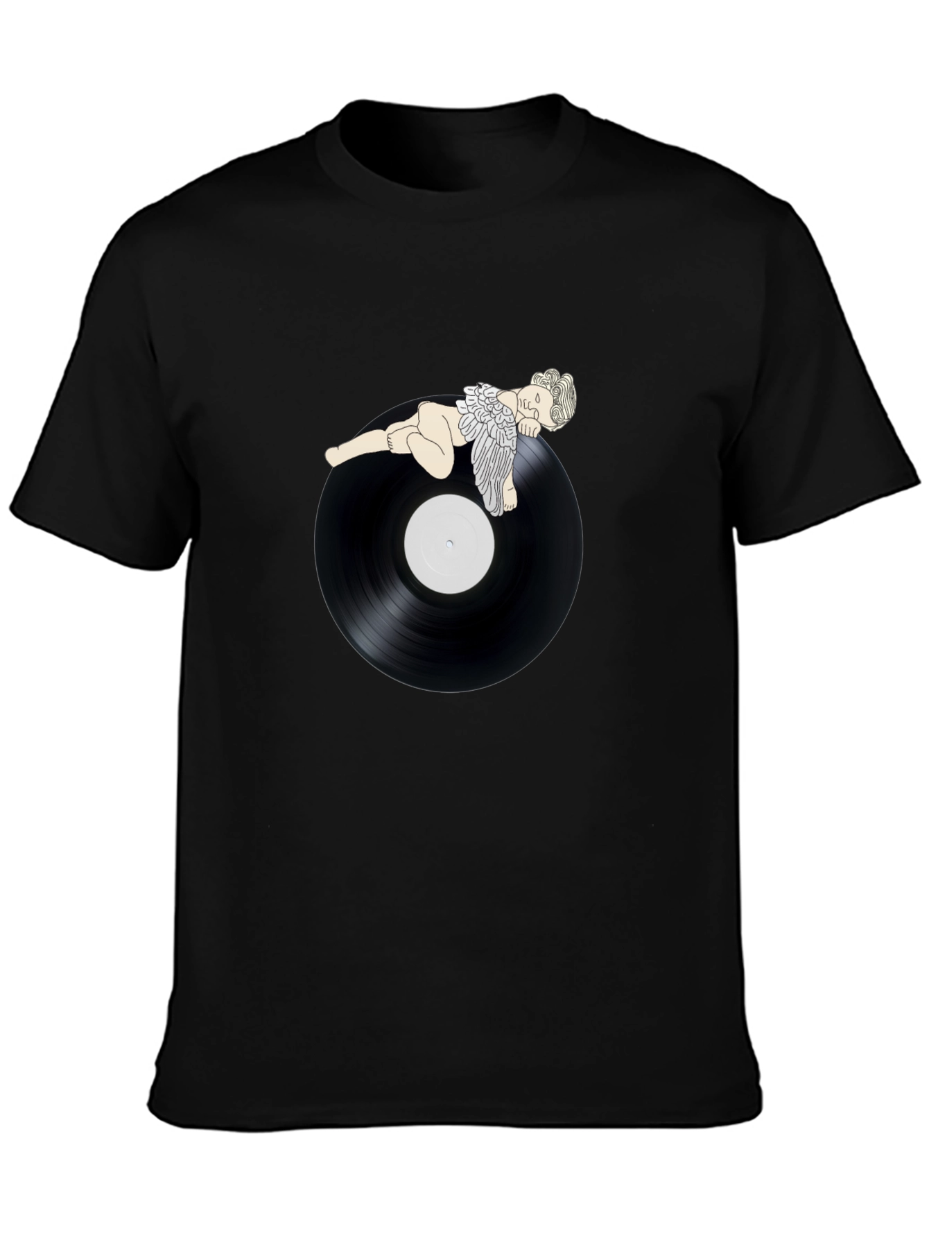 Angel On Record Black T-Shirt
